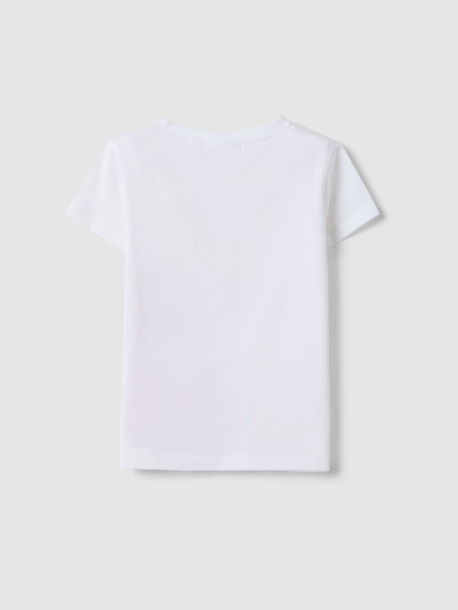 Girls' white stretch cotton T-shirt regular fit with Peach_1