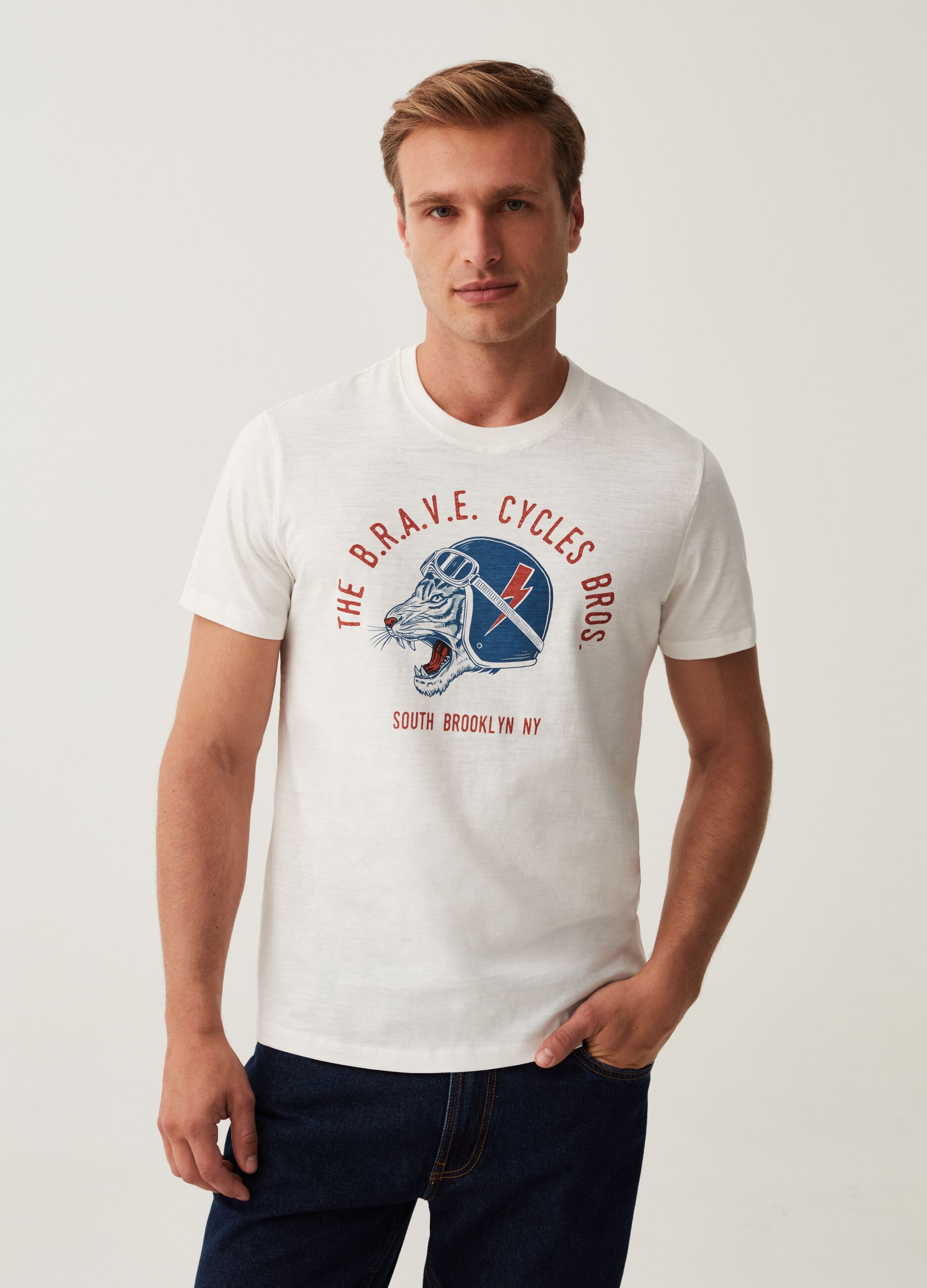 T-shirt in cotone con stampa Cycles Brooklyn_0