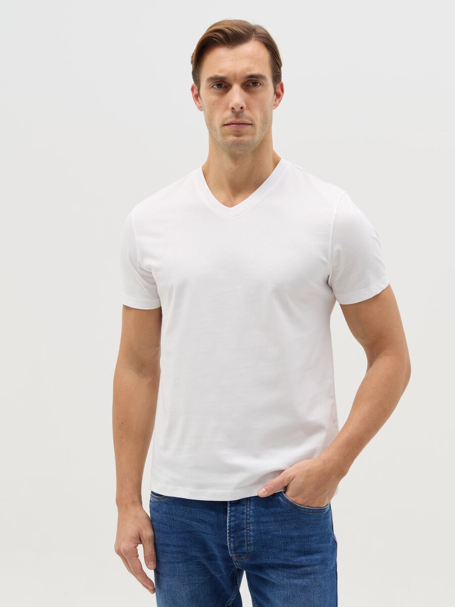Cotton V-neck T-shirt_0