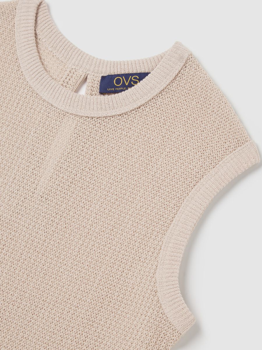 Beige Cotton Knit Tank Top by Ovs_1