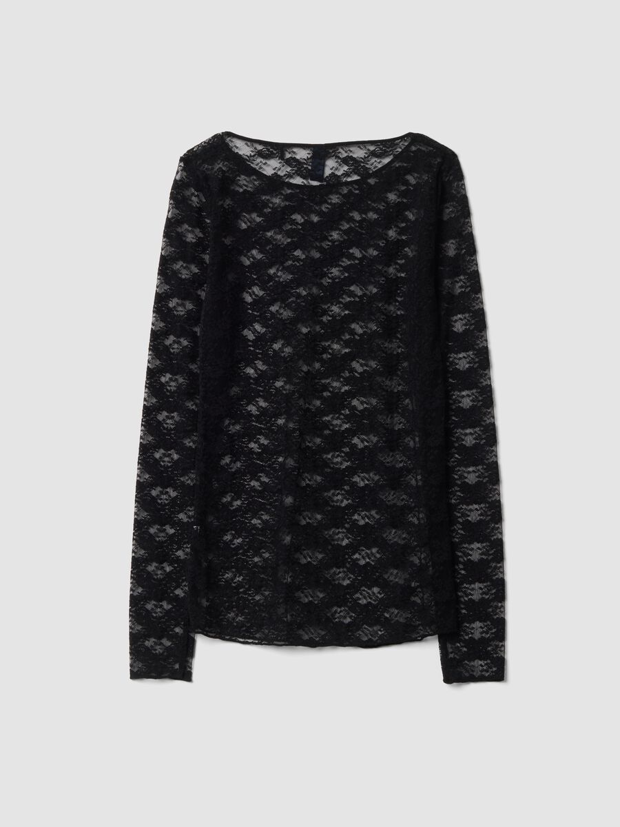 Black stretch top with lace, regular fit_2