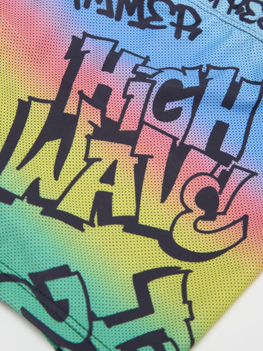 Boy's multi-colour stretch fabric swim shorts with High Wave graphics_3