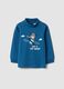 Blue organic cotton polo neck T-shirt_0