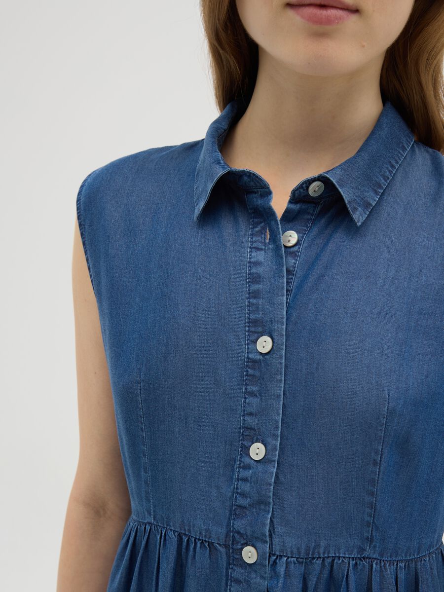 Women's long blue lyocell wide fit dress_2