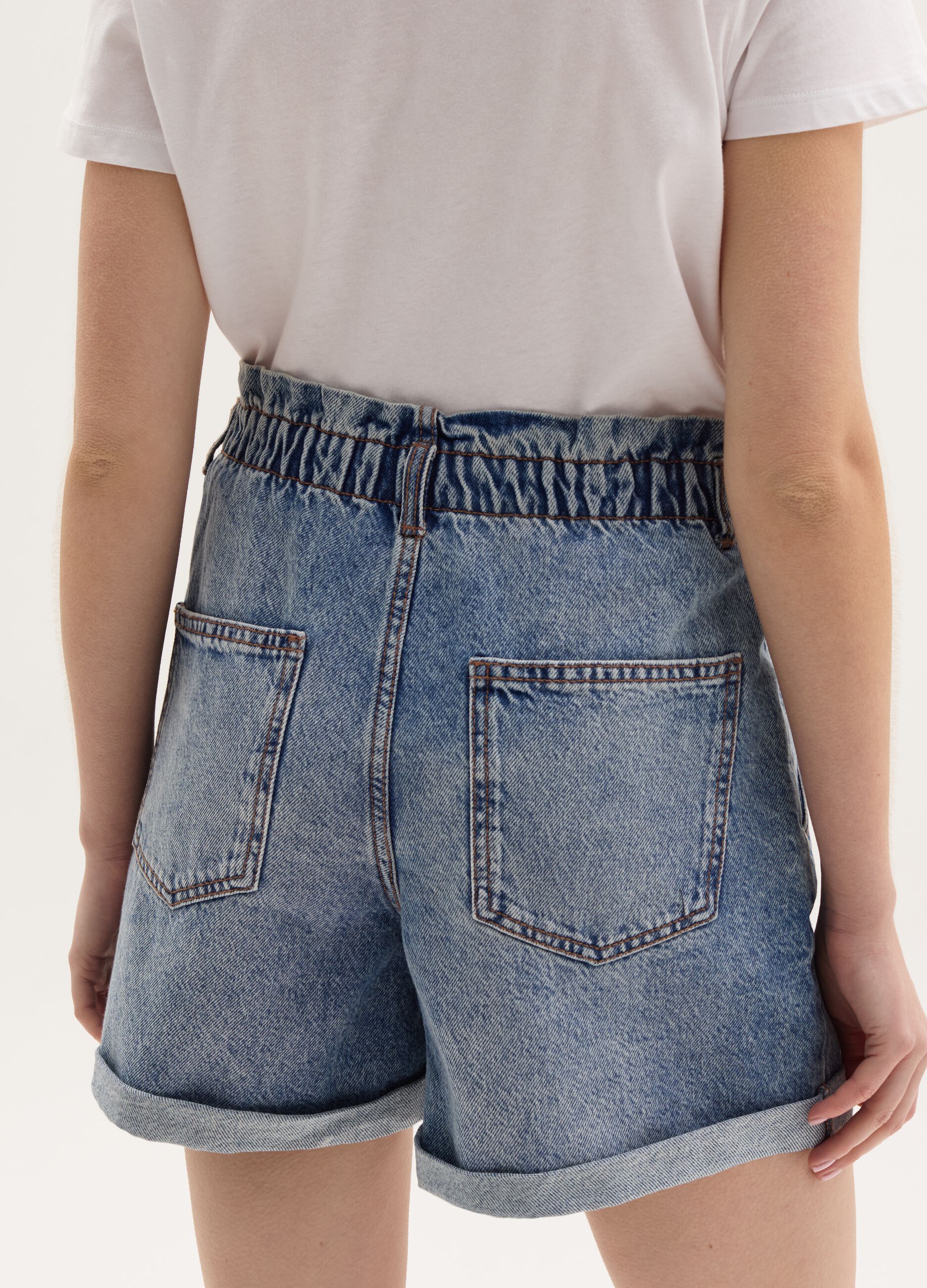 Shorts paper bag in denim