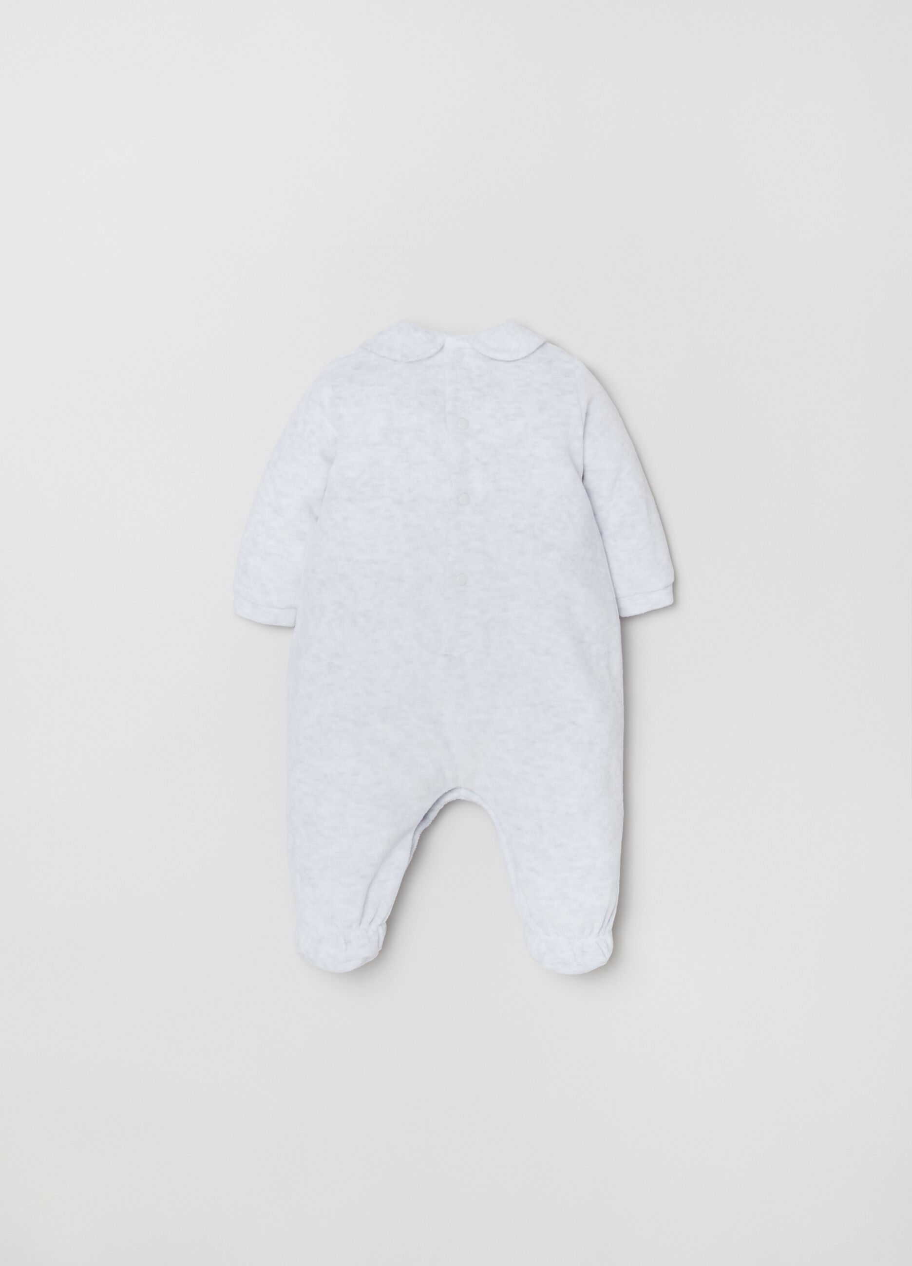 Tutina in velour con piedini ricamo Topolino_1
