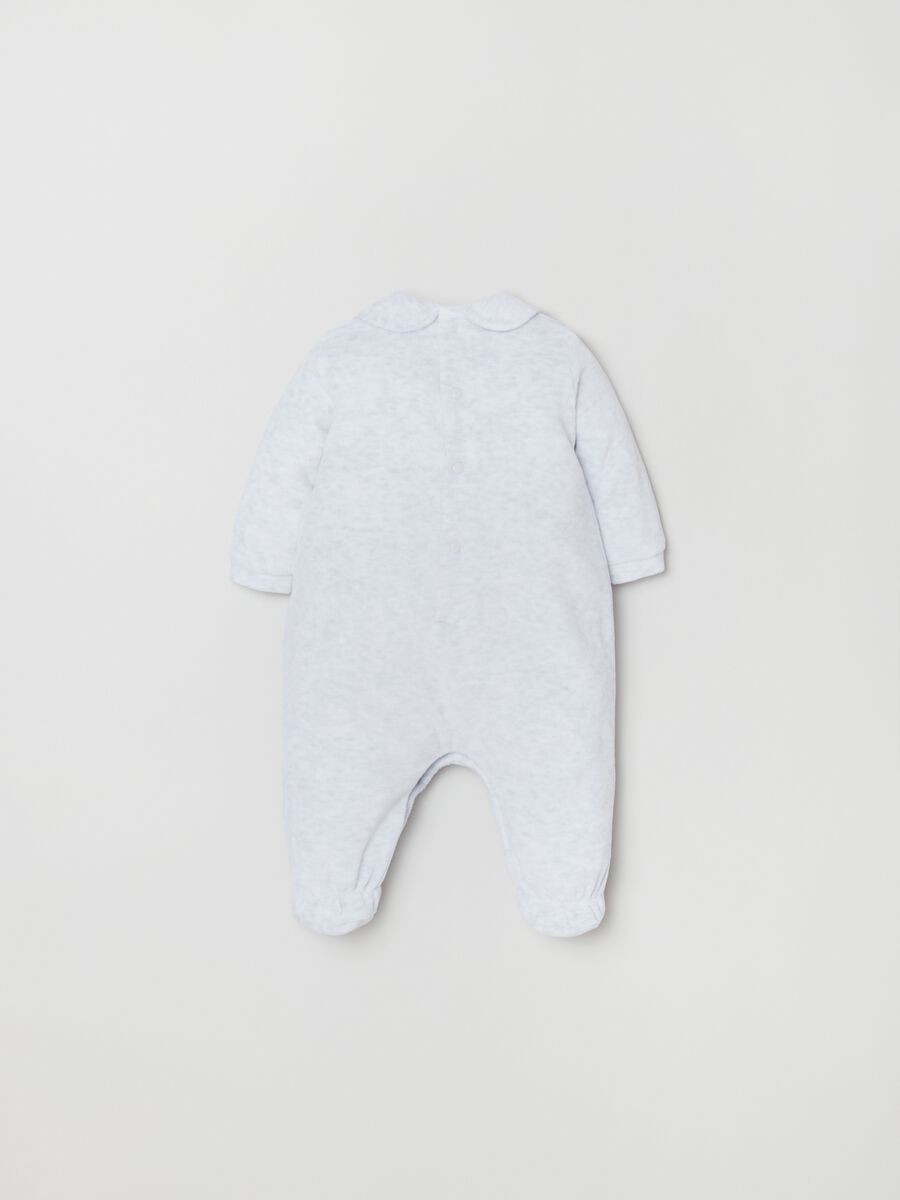 Tutina in velour con piedini ricamo Topolino_1