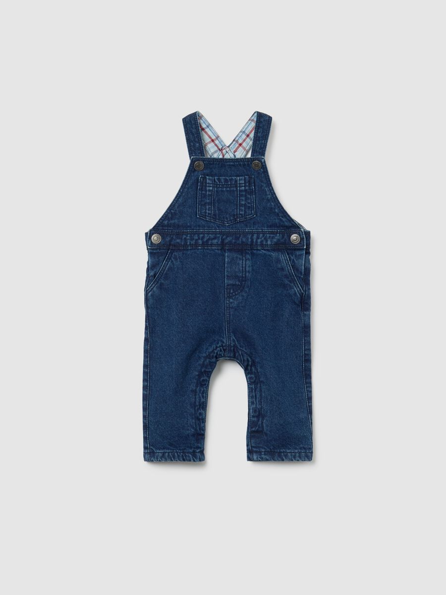 Baby blue cotton dungarees regular fit_0