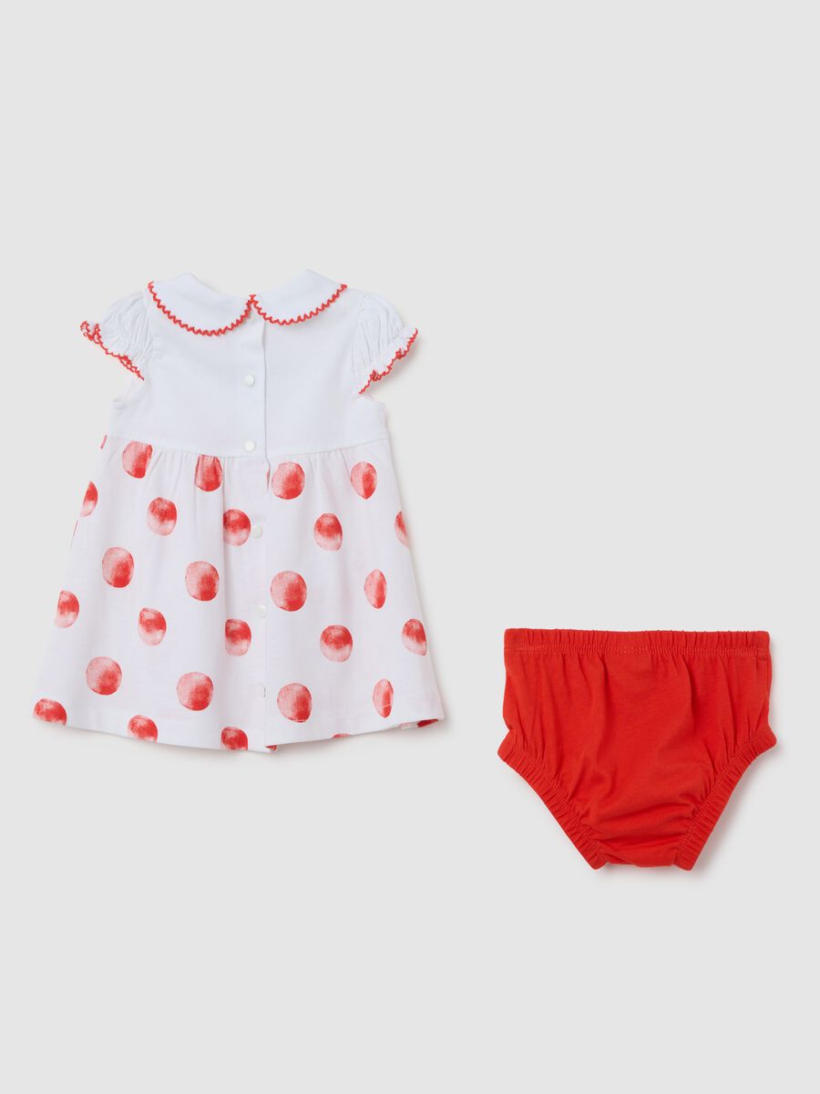 White pure cotton baby dress with red polka dots and red details_1