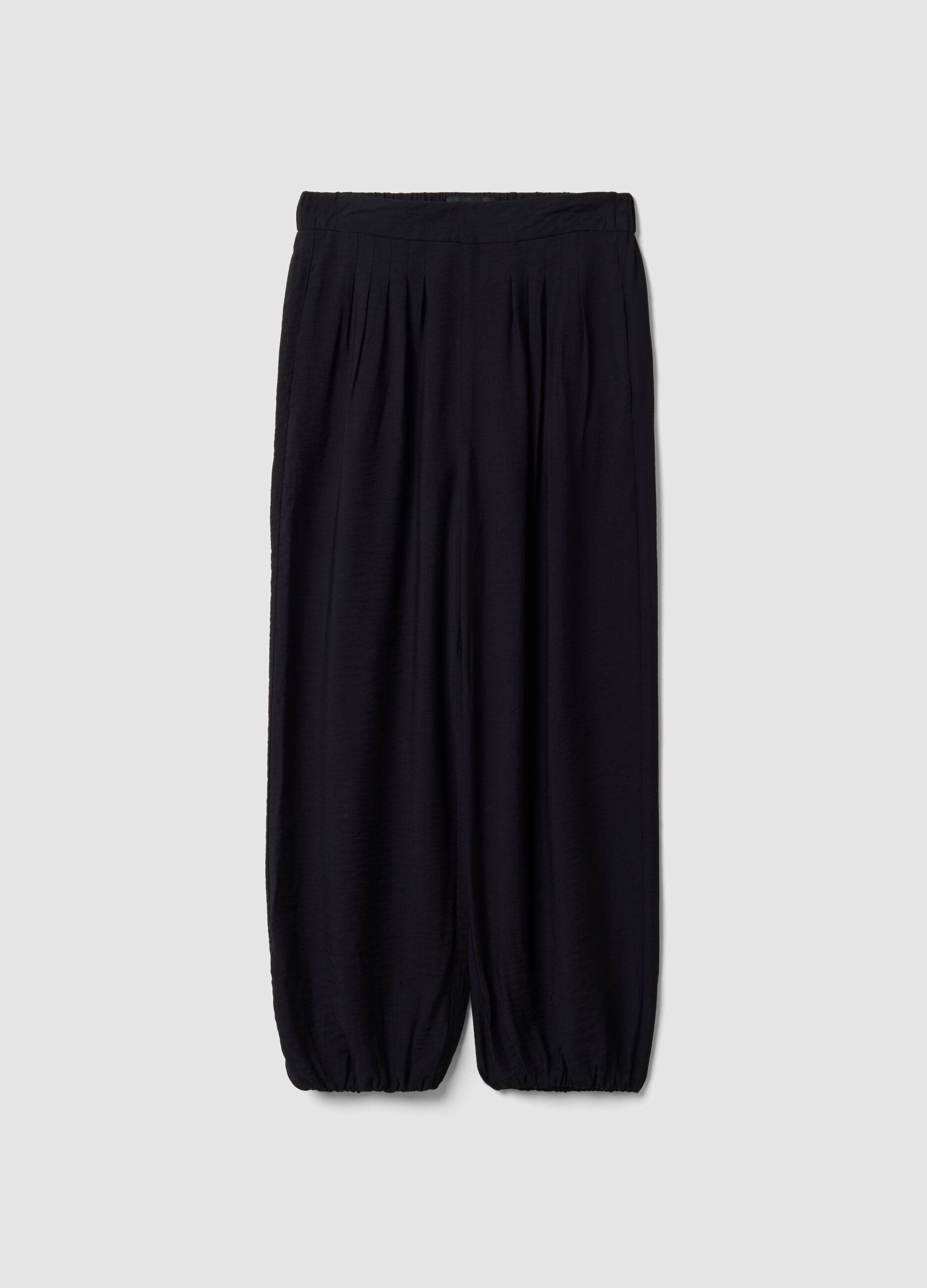 Pantaloni neri in misto viscosa relaxed fit
