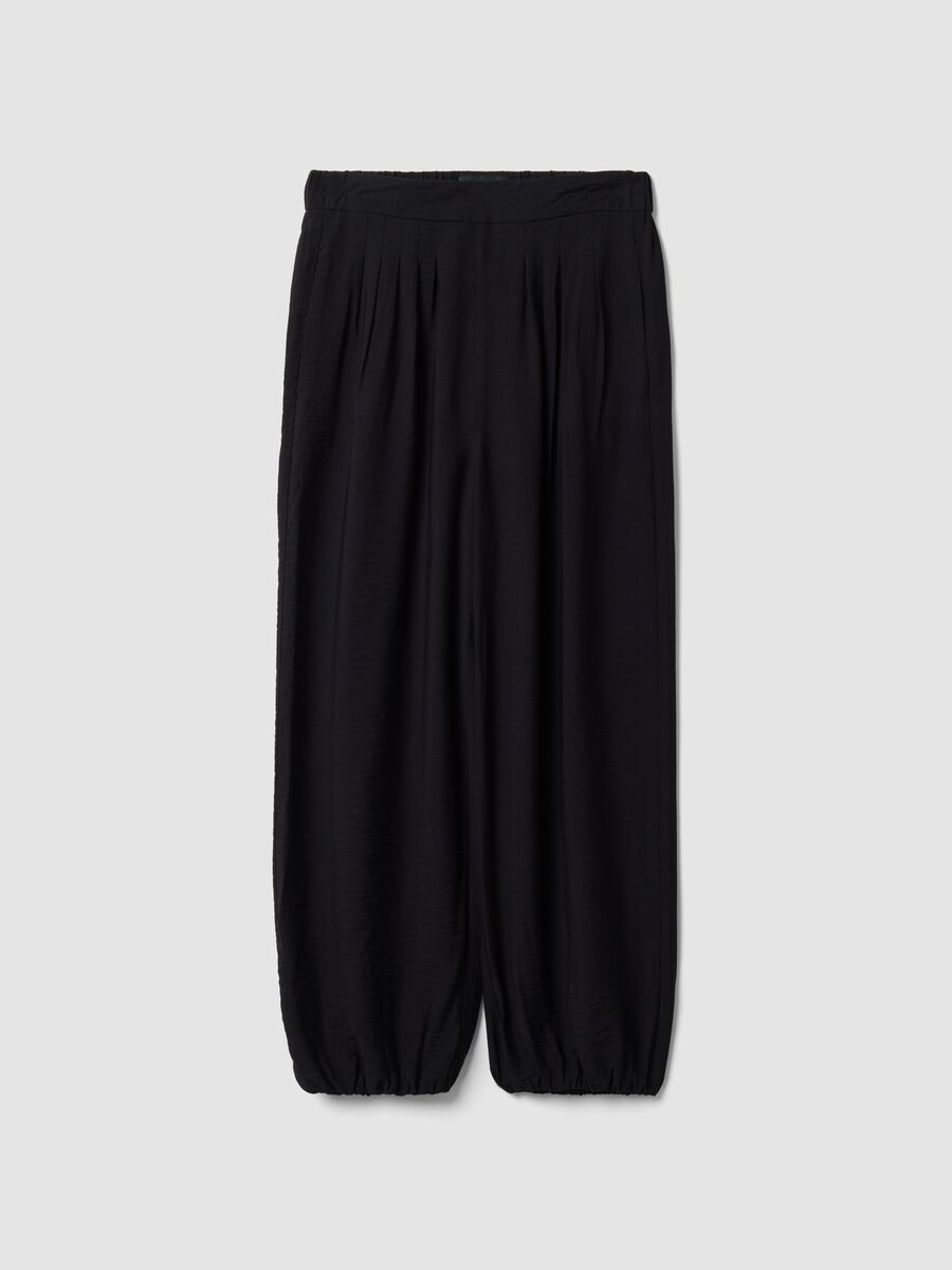 Pantaloni neri in misto viscosa relaxed fit_0