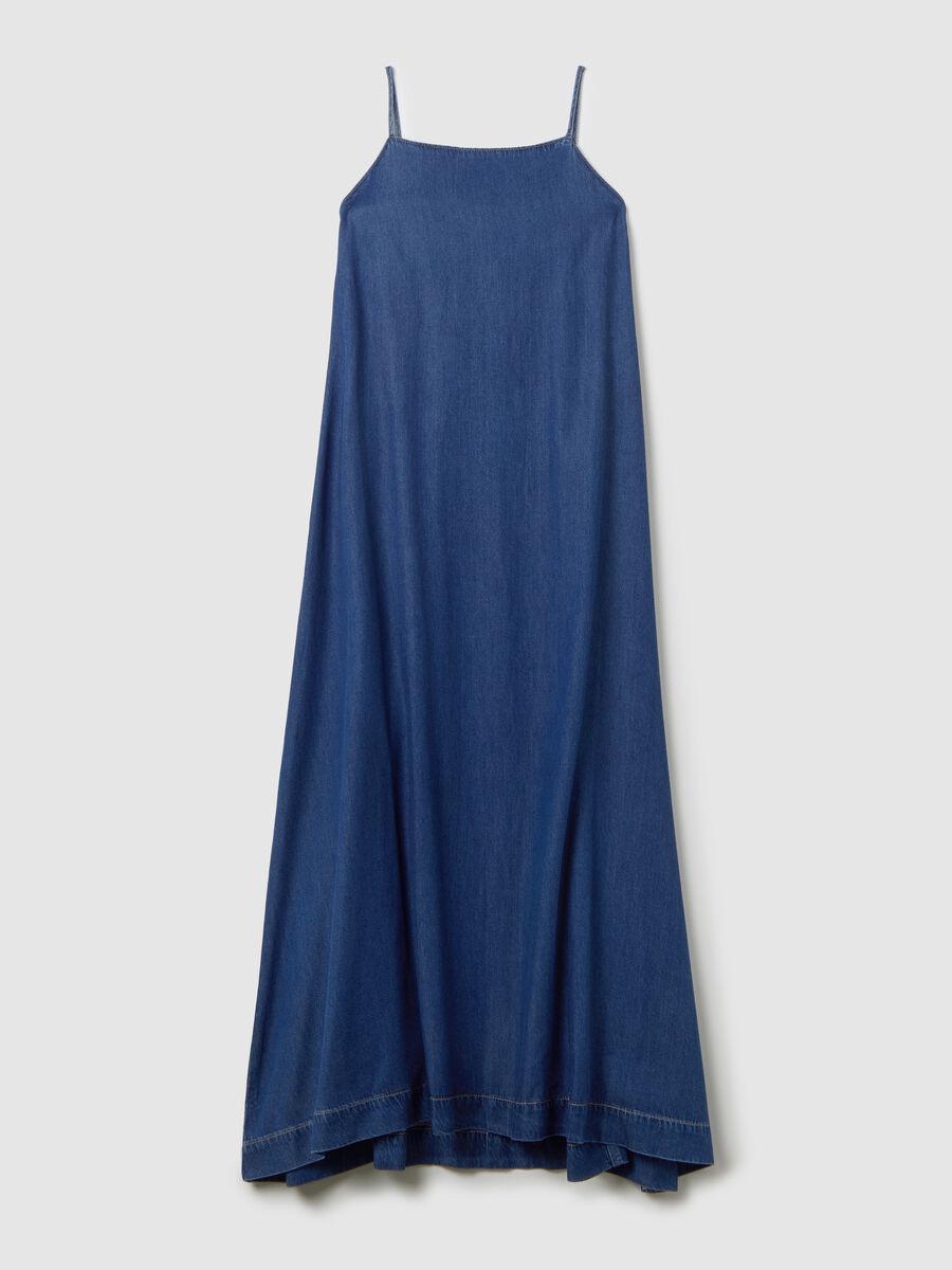 Women's Long Dress in Lyocell and Denim Cotton_4