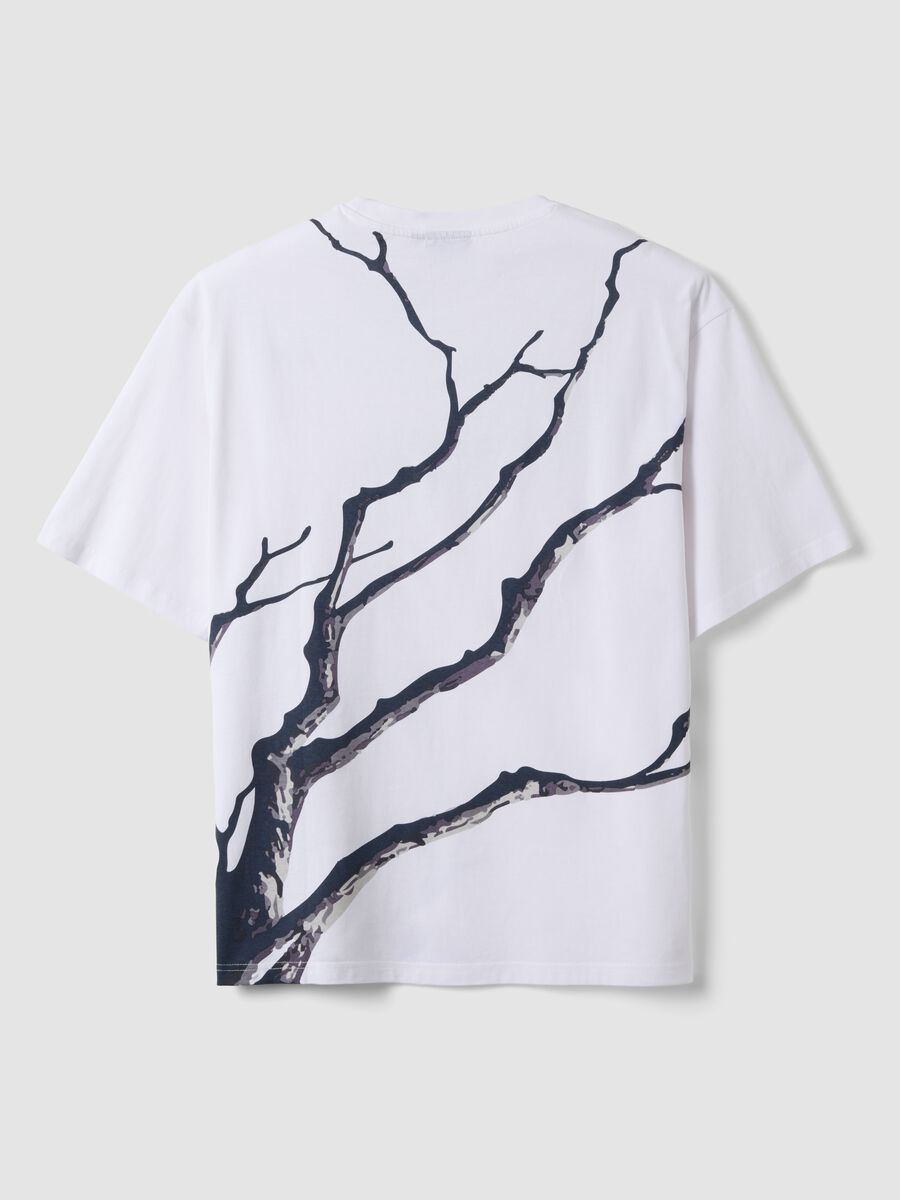 T-shirt bianca in puro cotone con scritta Nature_1