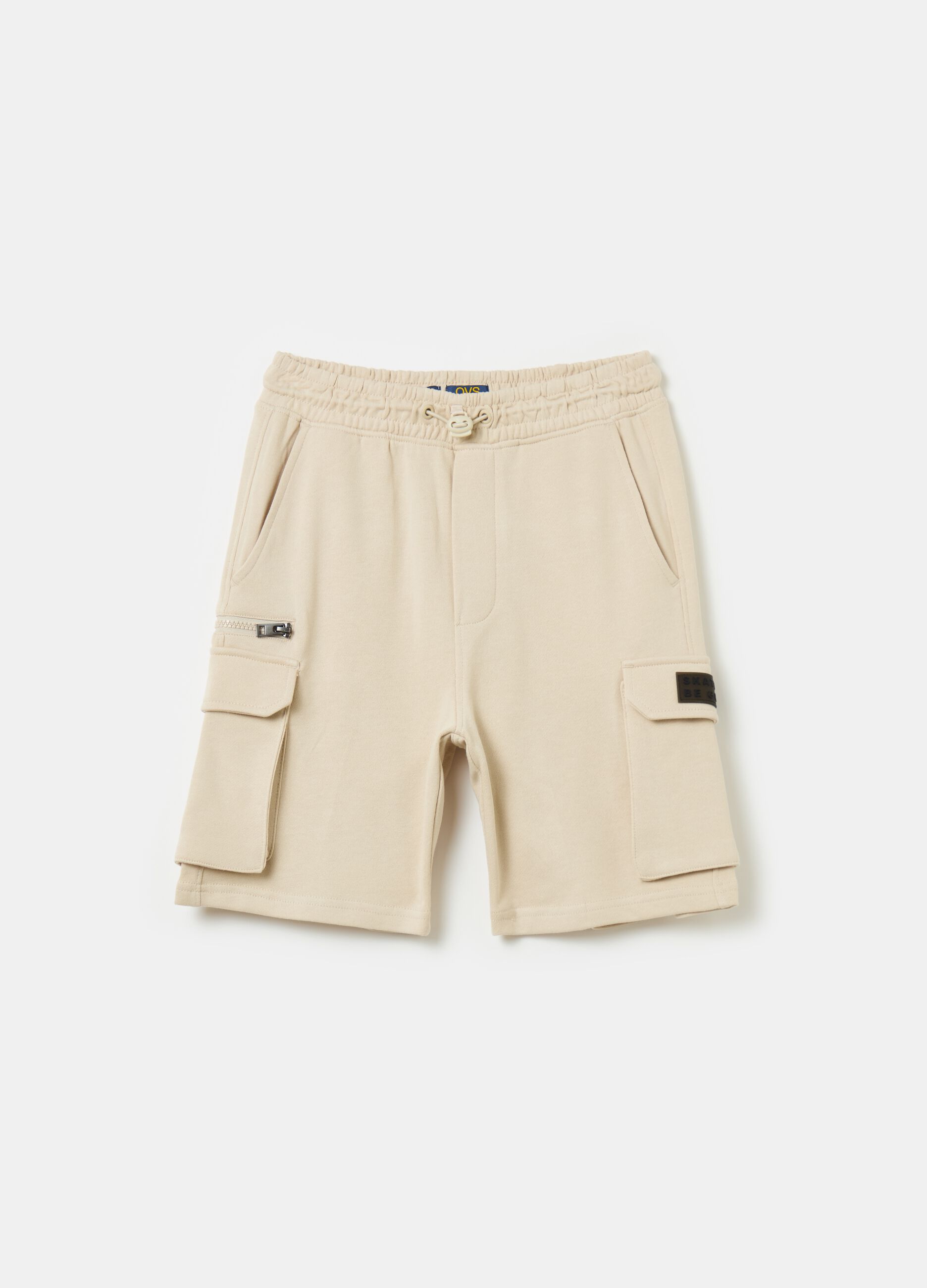 Shorts cargo in French Terry con coulisse