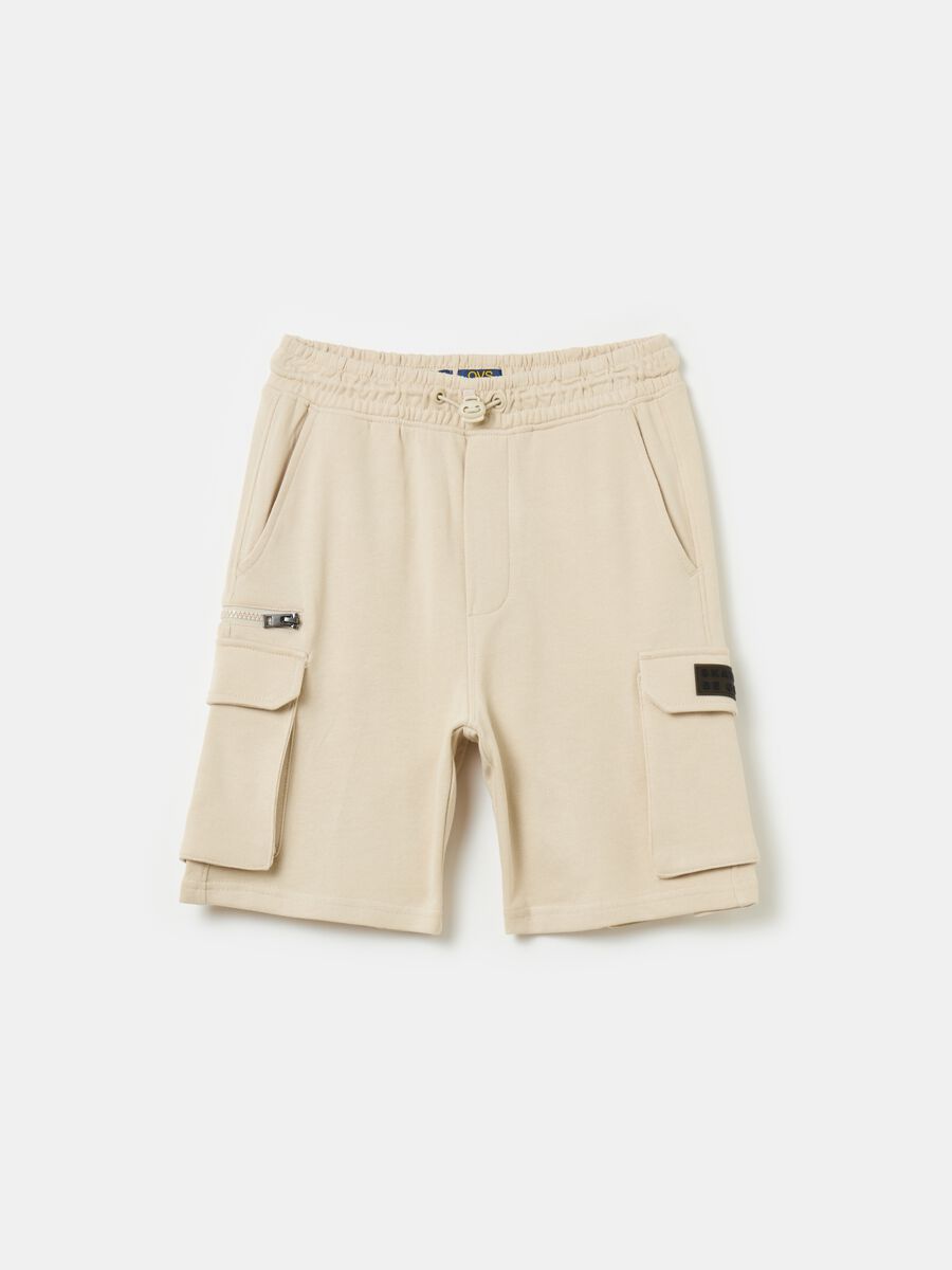 Shorts cargo in French Terry con coulisse_0