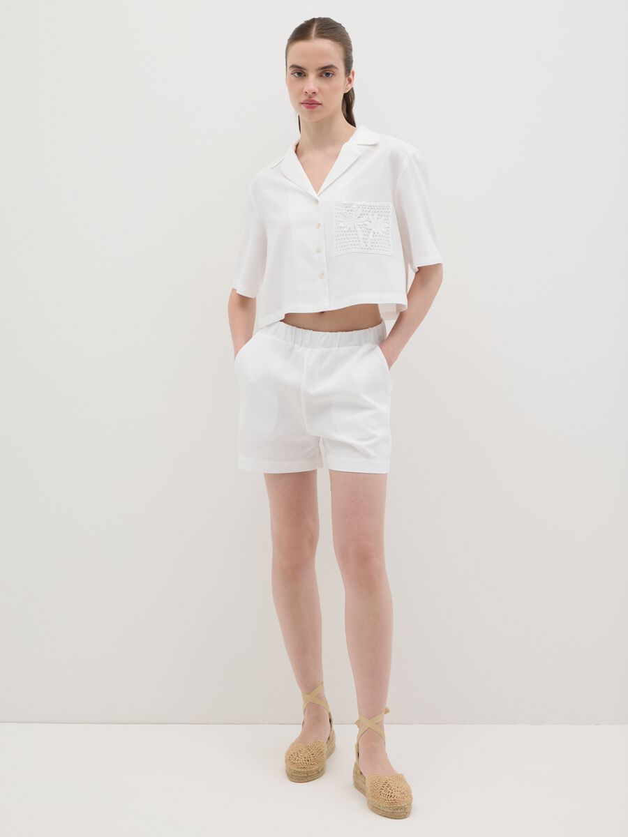 Women's white linen-blend summer suit, regular fit_0