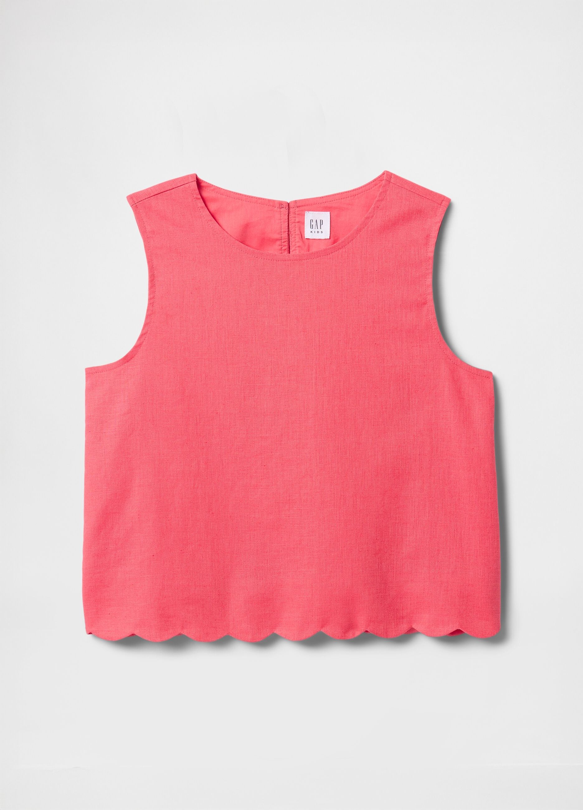 Sleeveless Pink Top with Scalloped Edge