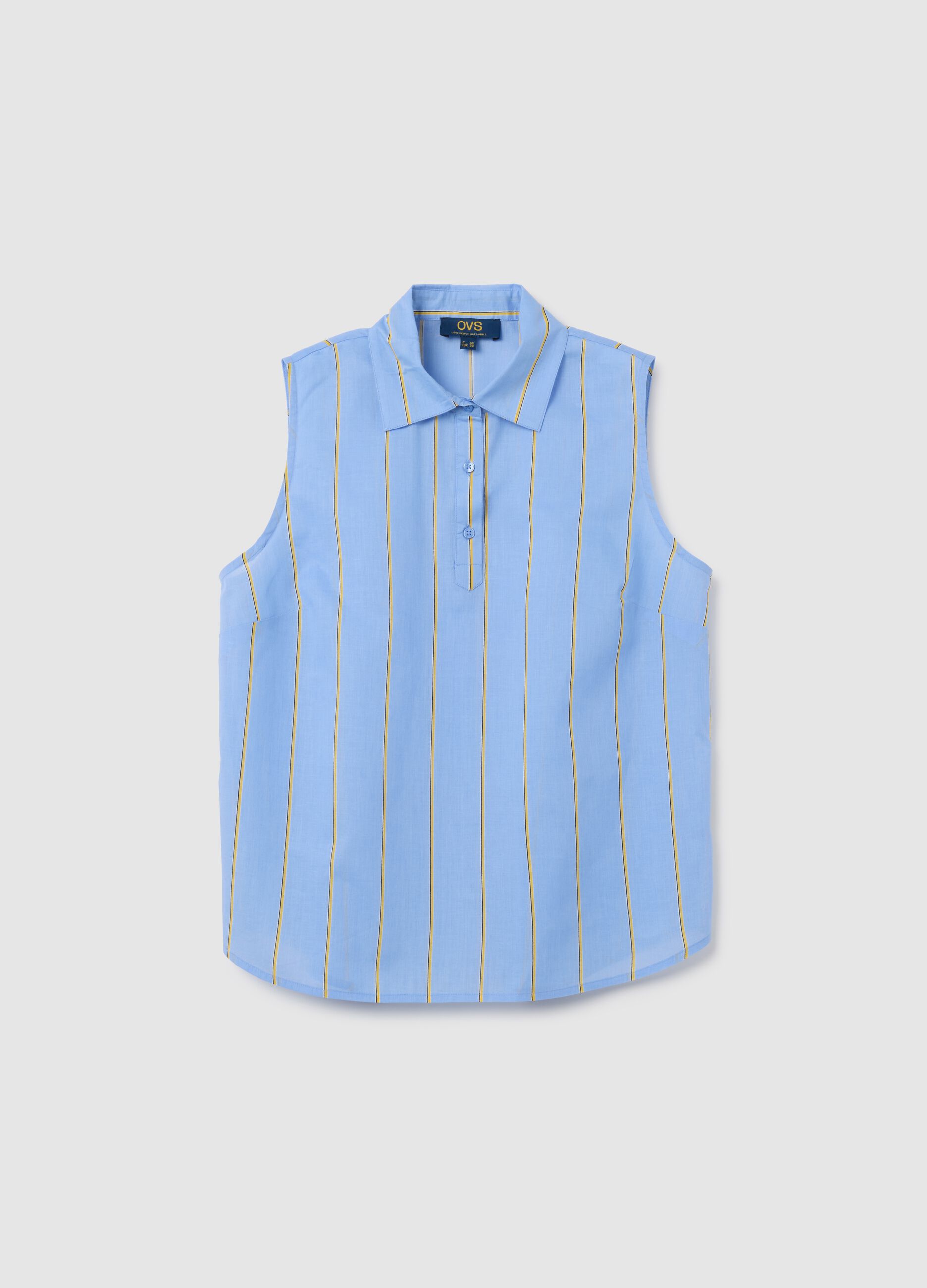 Camicia smanicata da donna in puro cotone multicolor regular fit