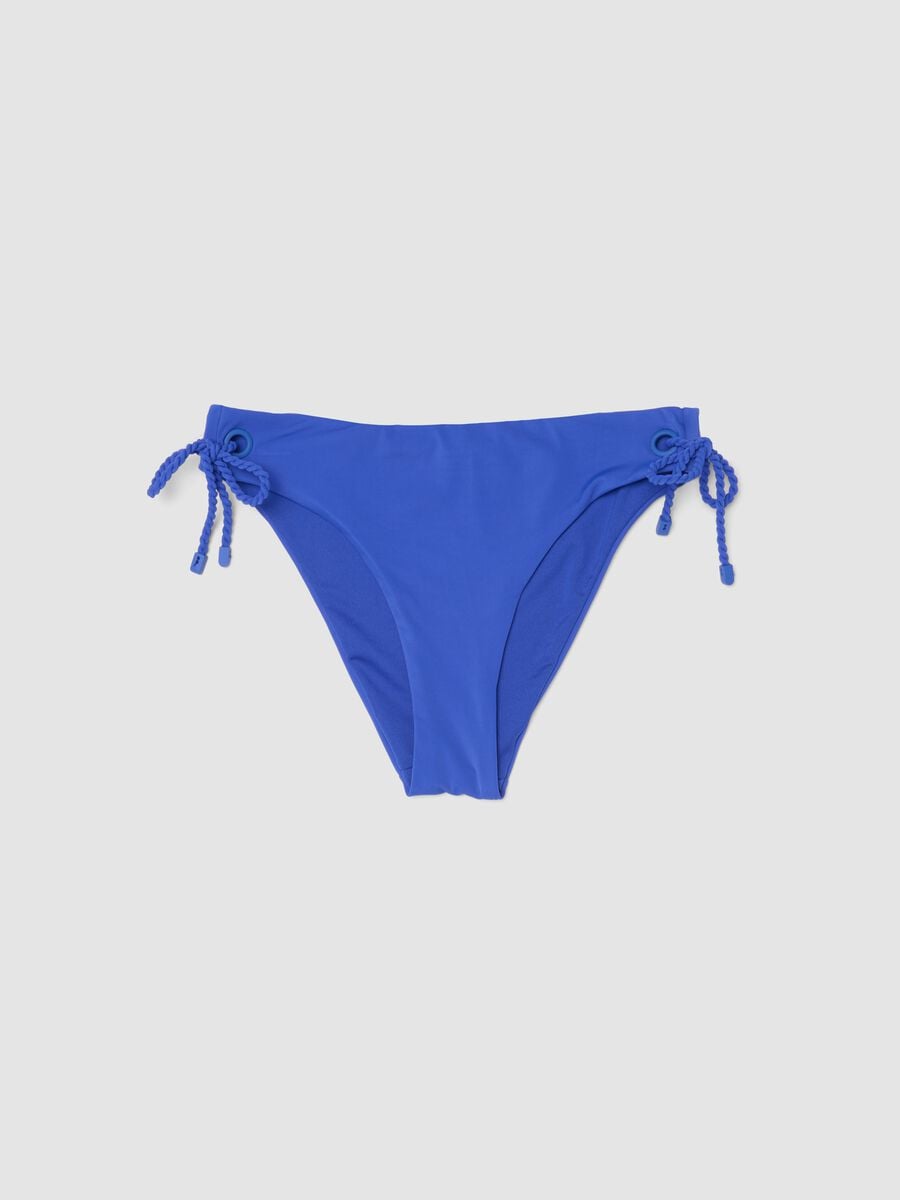 Slip bikini blu in tessuto elasticizzato con laccetti_4