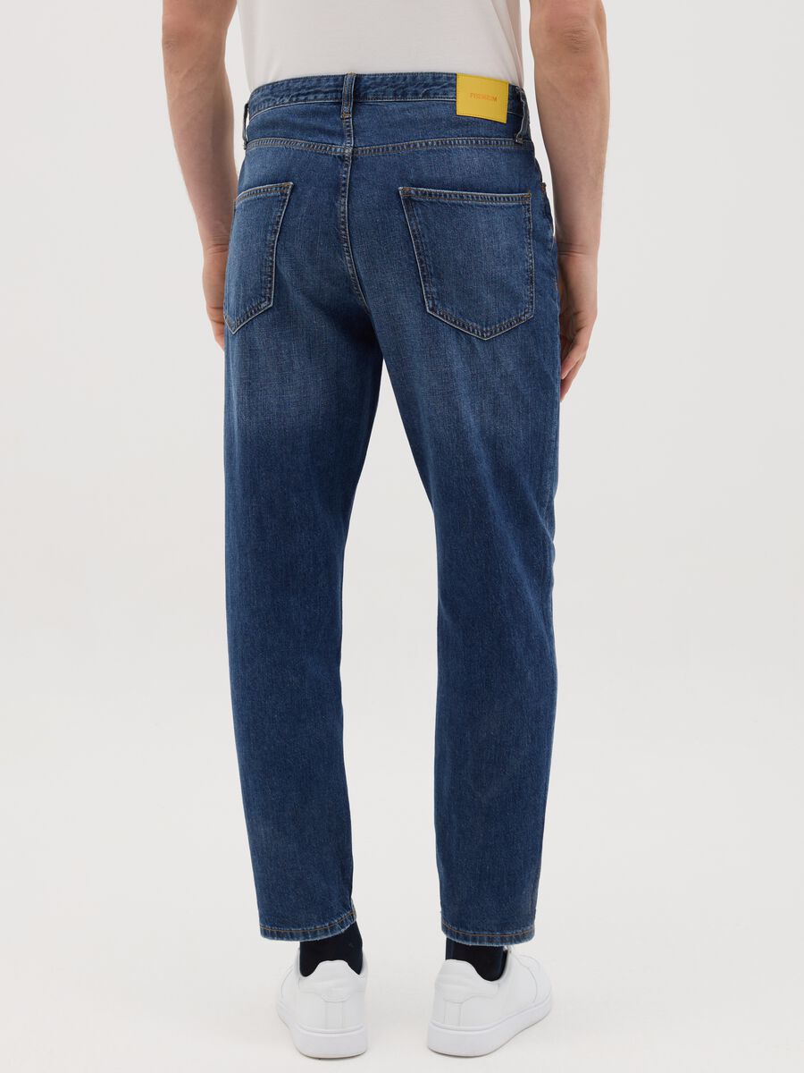 Men's blue denim regular fit jeans_3