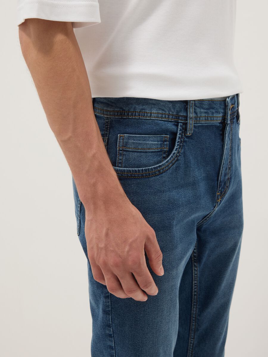 Jeans super skinny blu in misto cotone_3