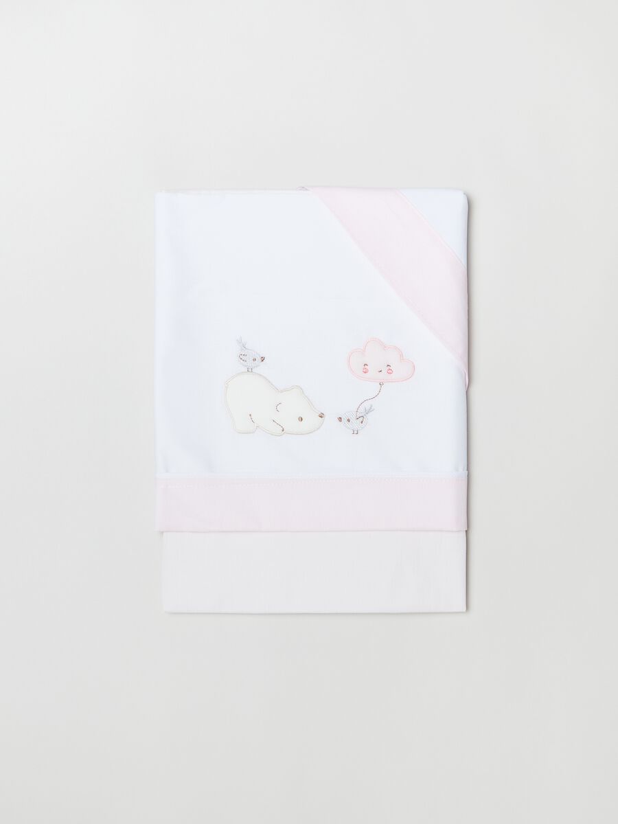 Tris culla in cotone con patch orsetto_0