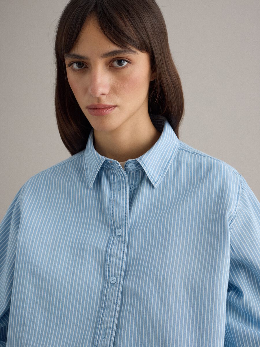 Blue striped cotton shirt, regular fit_3