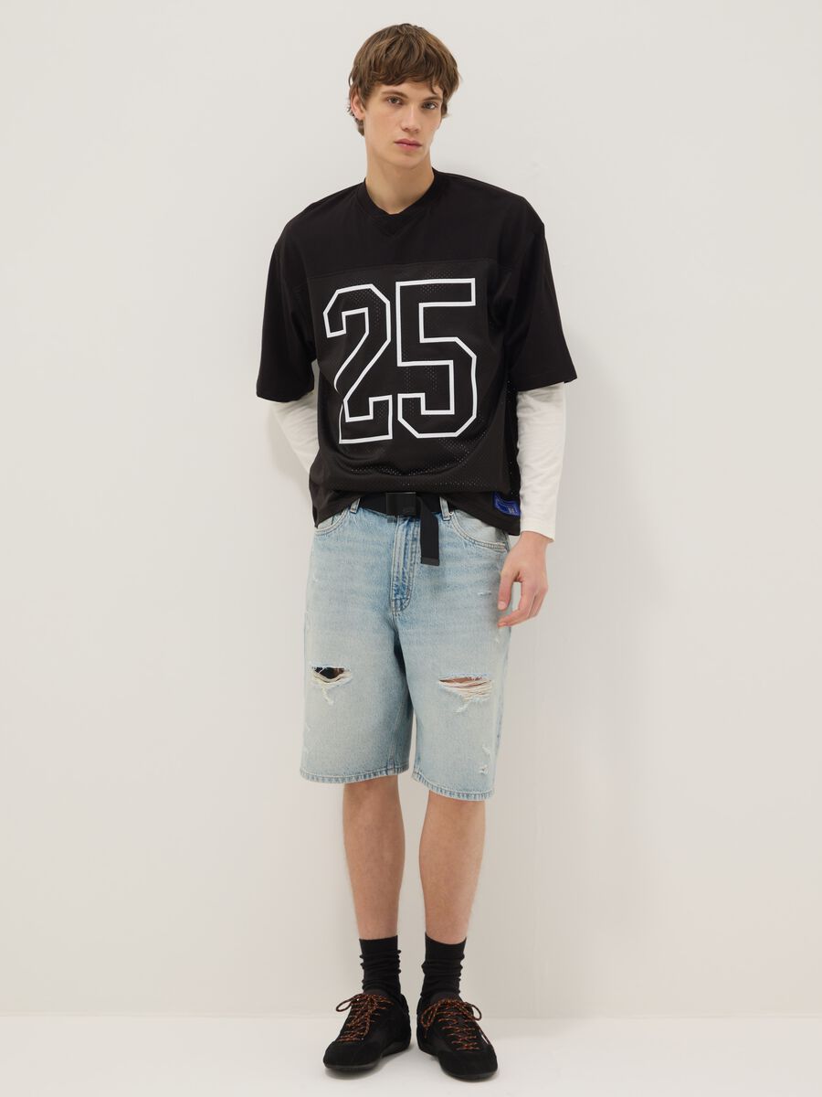 Black pure cotton boxy fit T-shirt with number 25_1