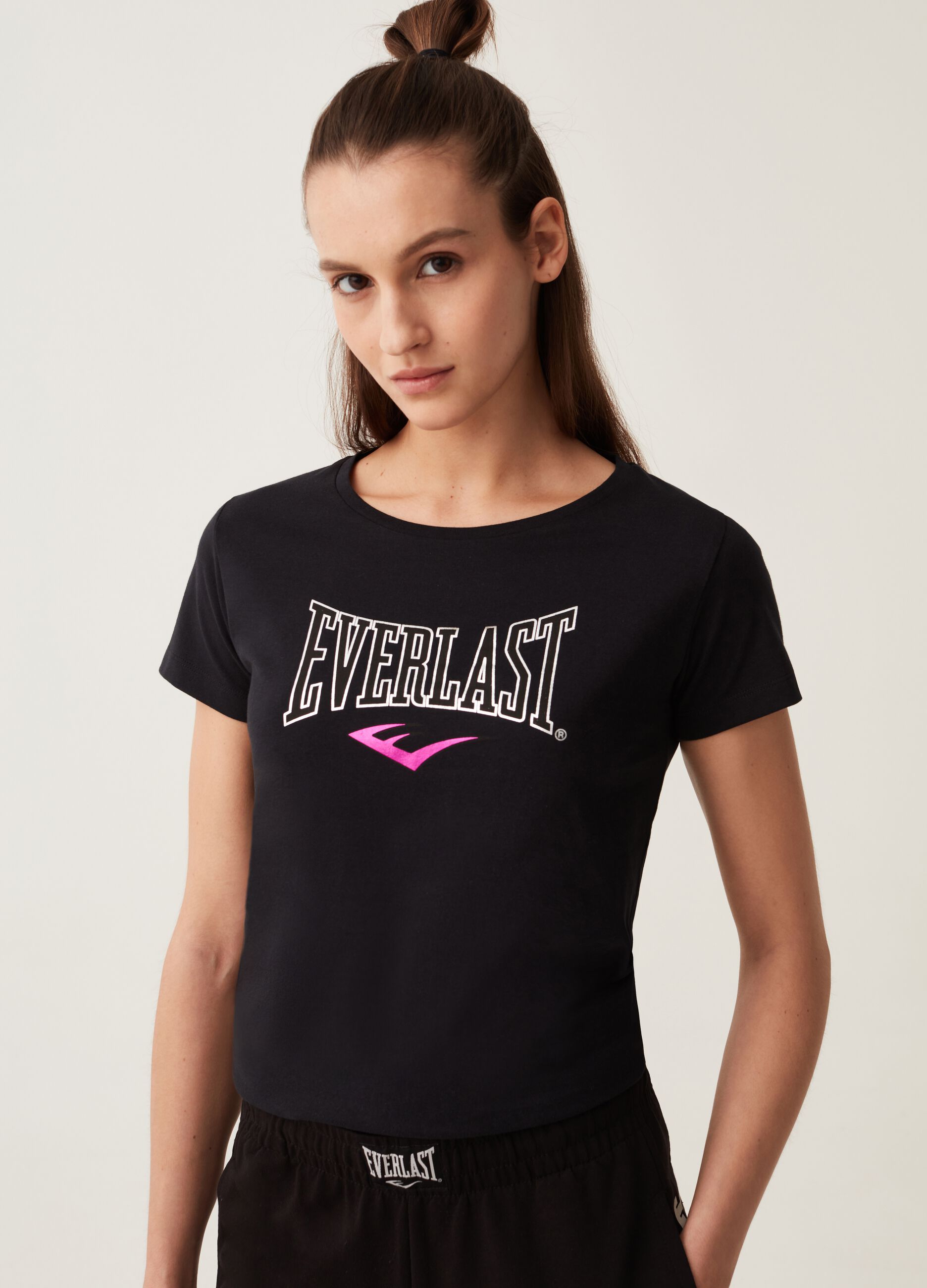 Cotton T-shirt with foil Everlast print