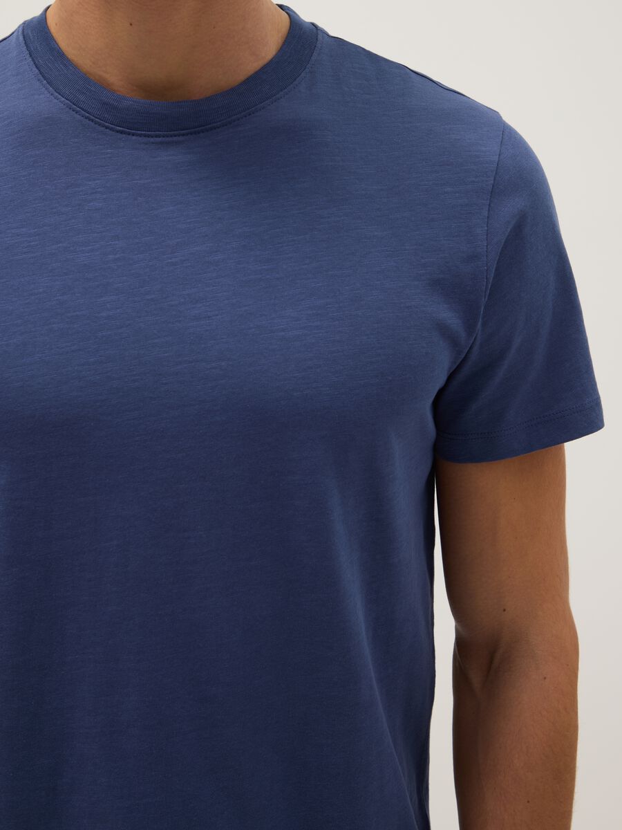 T-shirt in puro cotone blu regular fit_3