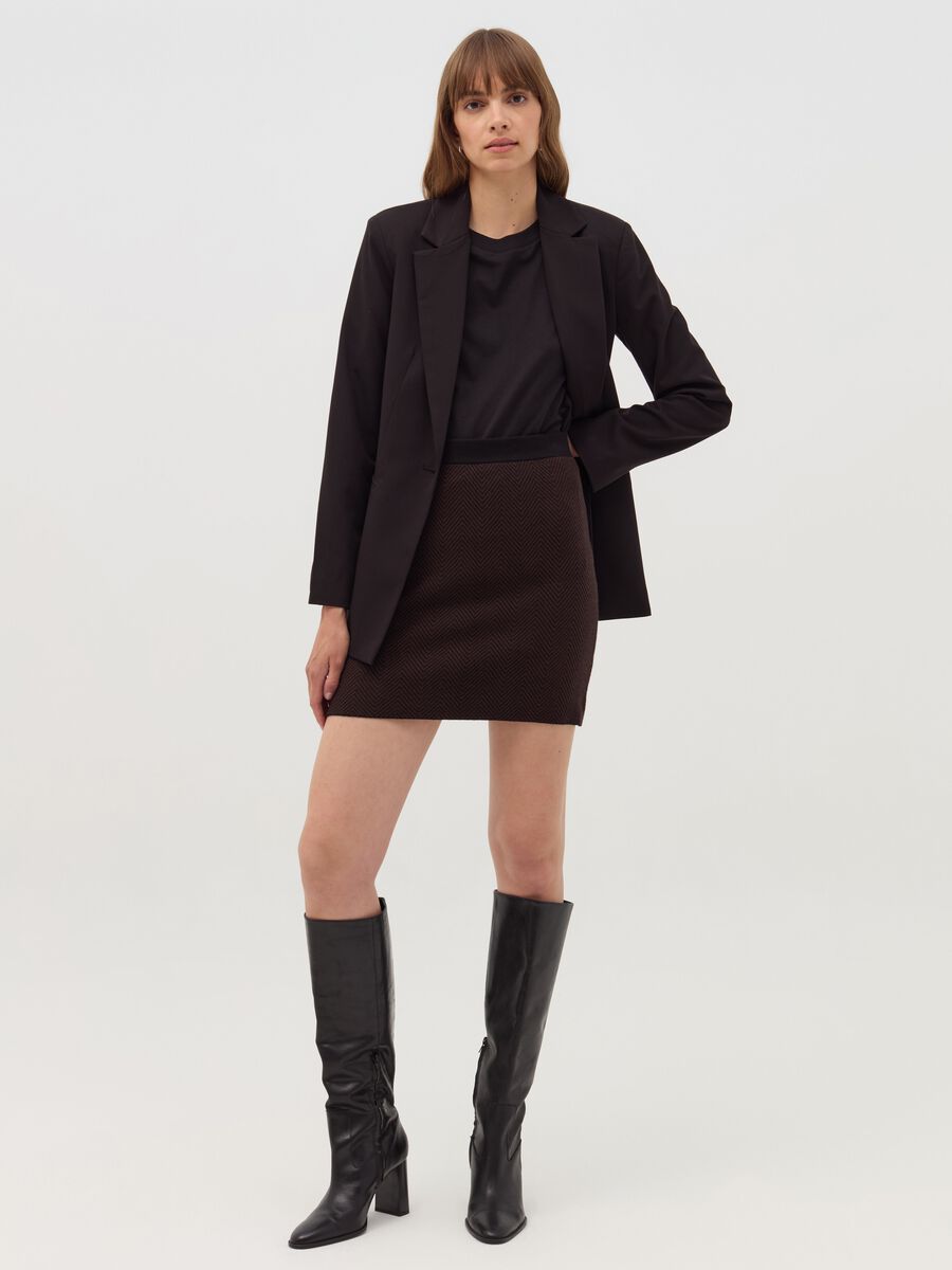 Miniskirt with houndstooth design_0