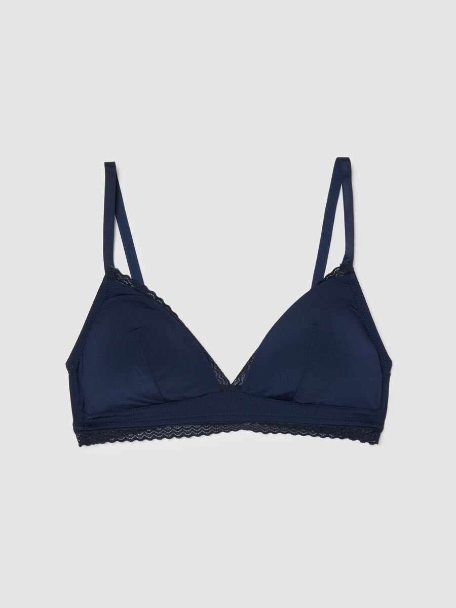 Blue triangle bra with lace and thin straps_4