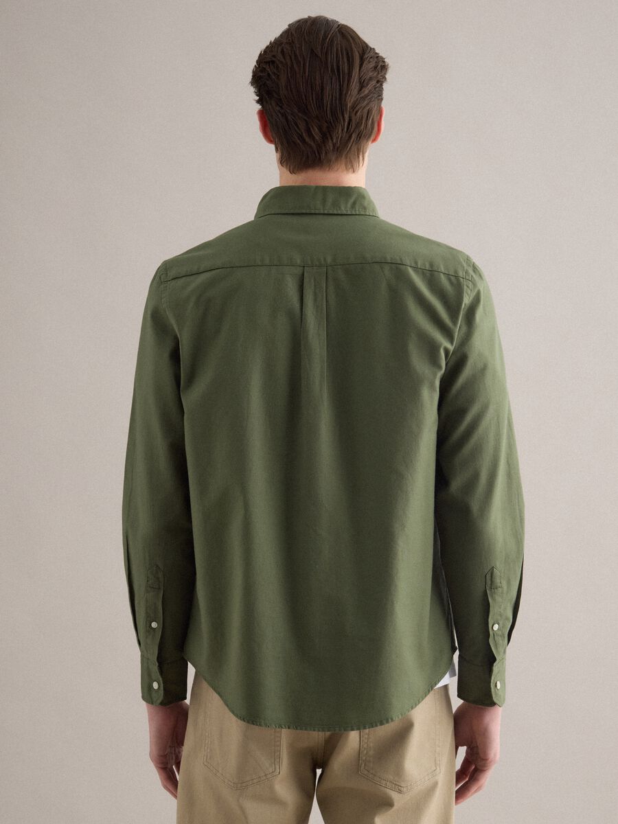 Camicia verde in puro cotone regular fit_2