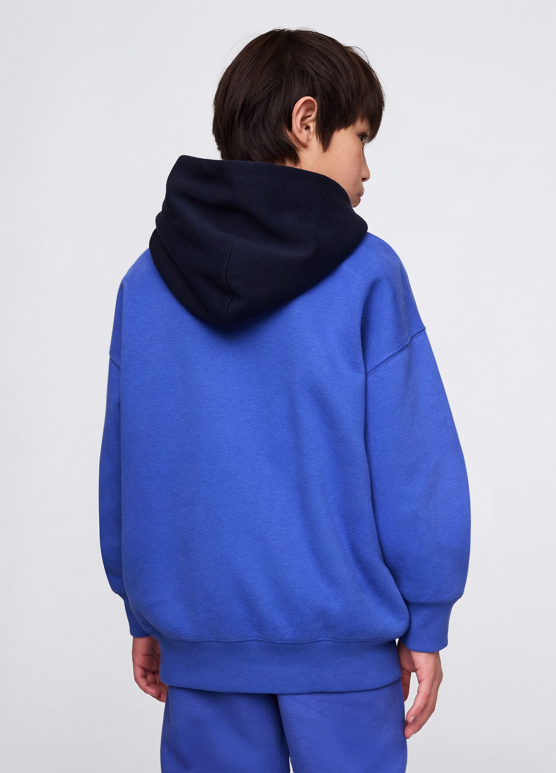 Blue sweatshirt with hood and logo embroidery