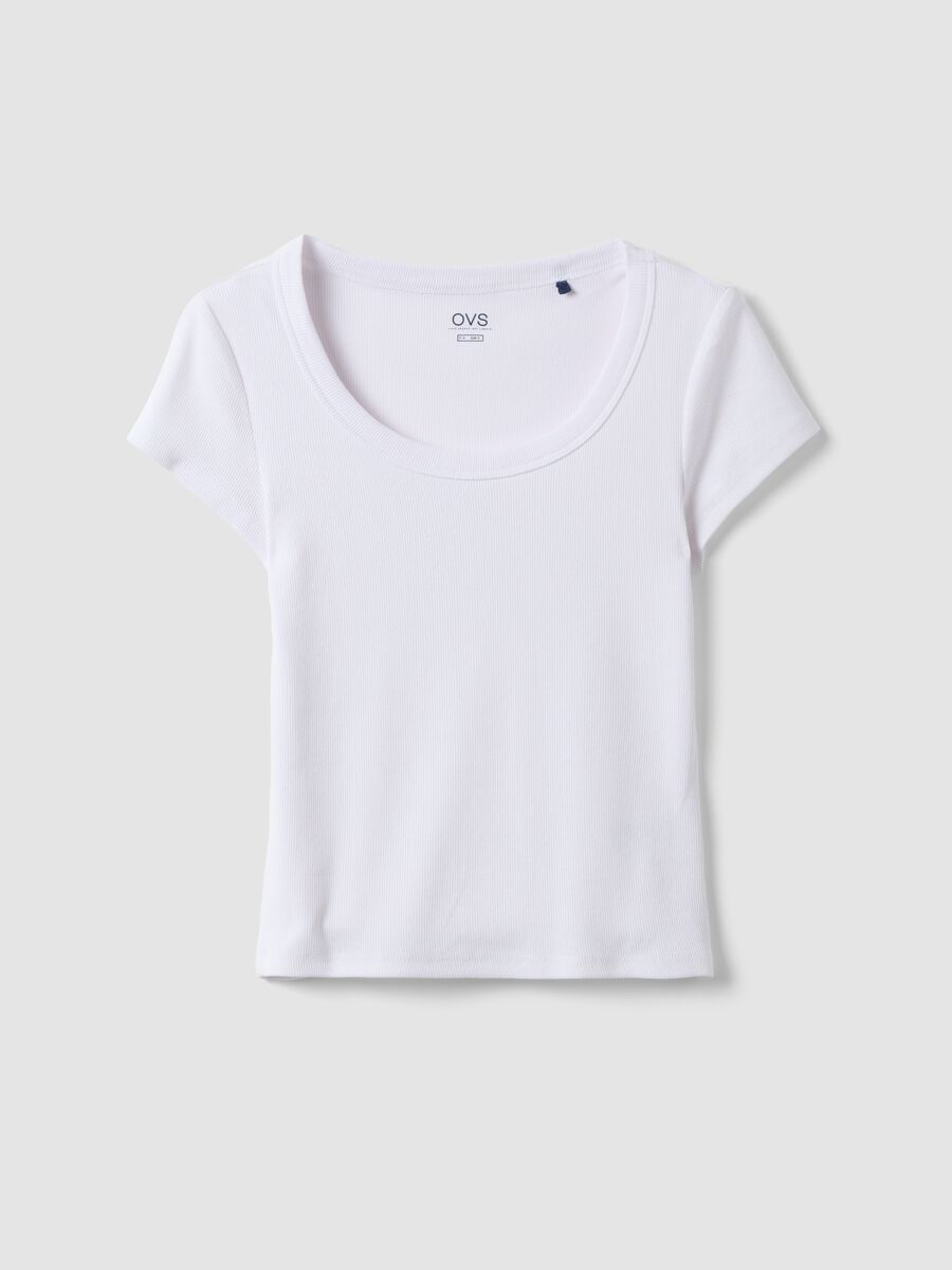 White stretch cotton fitted short sleeve T-shirt_4