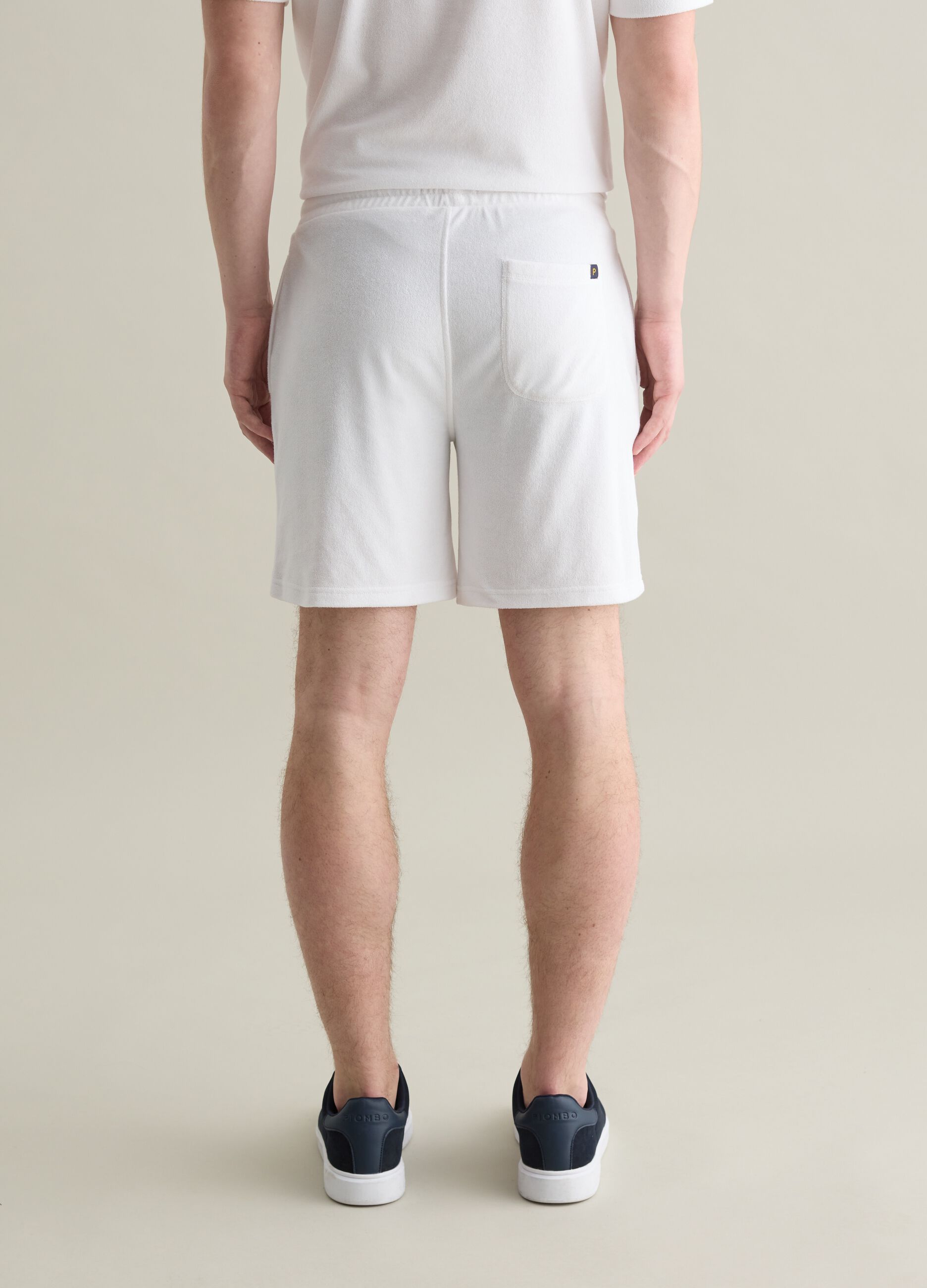 White cotton blend Bermuda shorts
