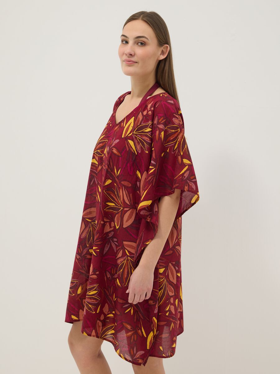 Copricostume in puro cotone multicolor con motivo floreale_3