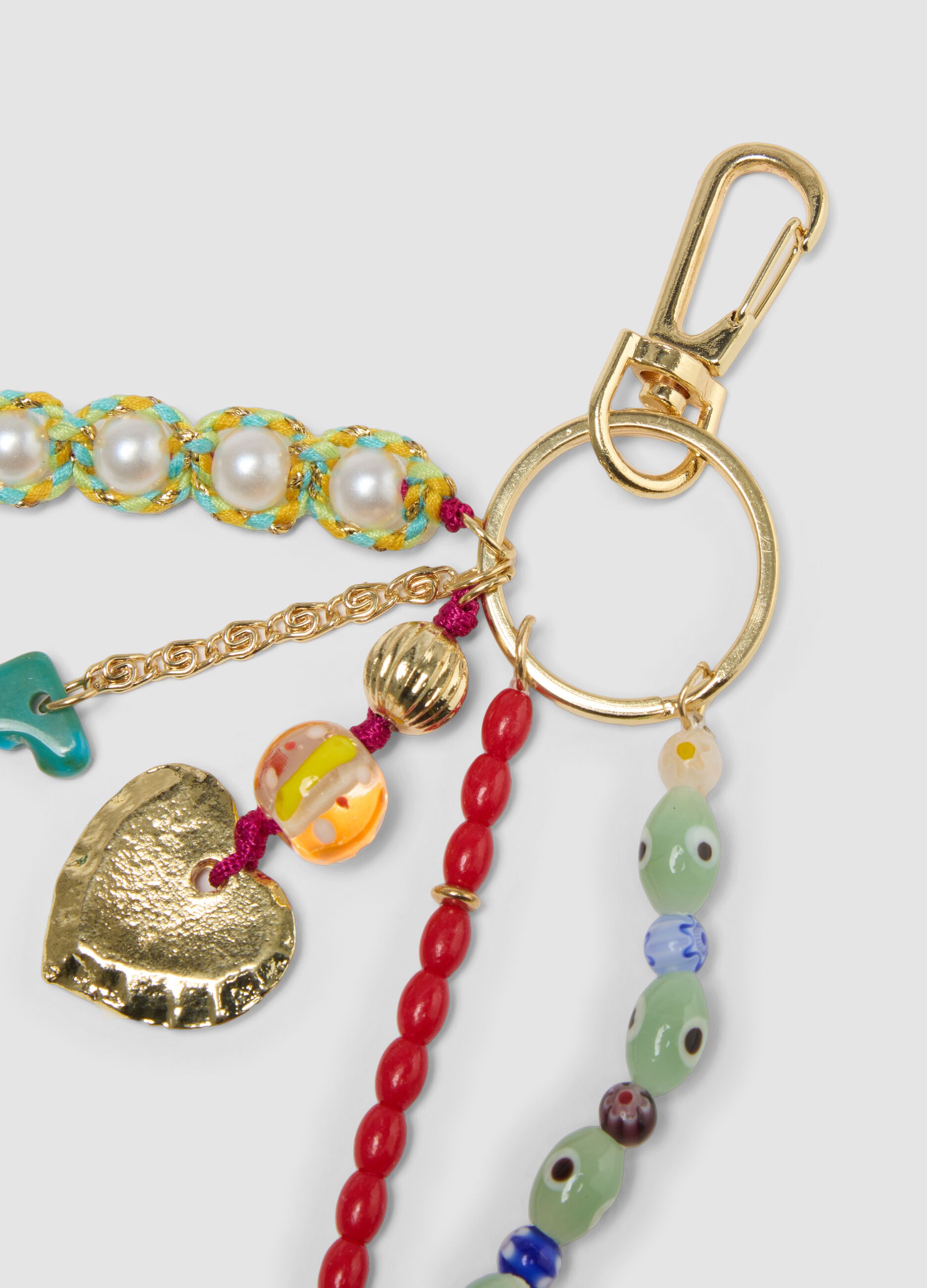 Multicolour keyring with decorative charms