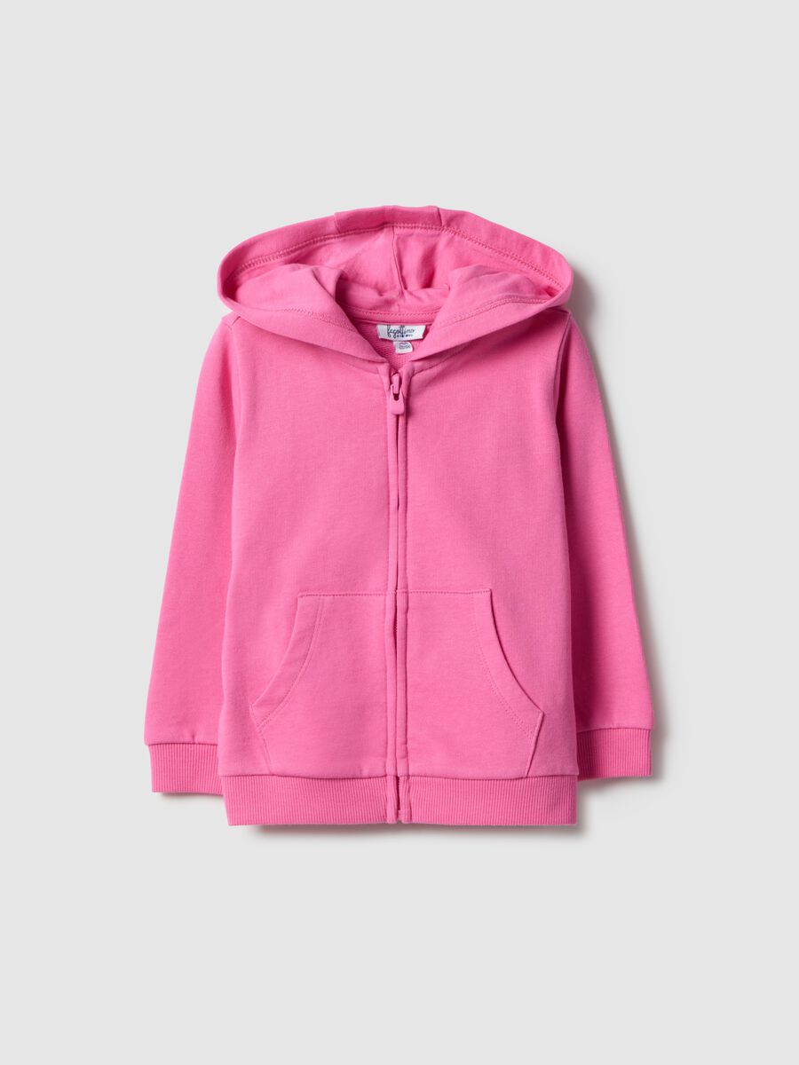 Girls' pink cotton hoodie regular fit_0