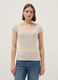 Beige fitted stretch-cotton T-shirt with square neckline_2