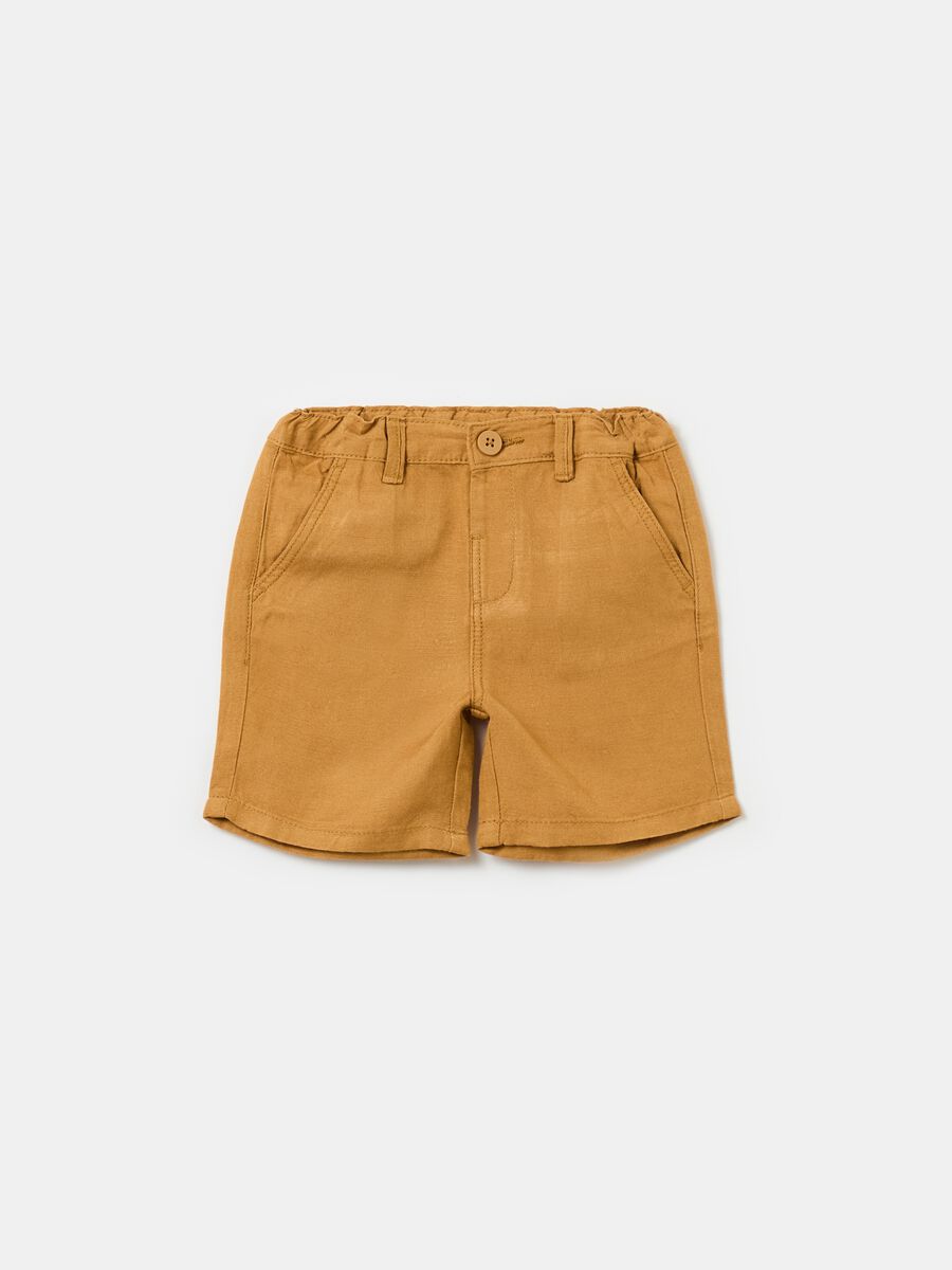 Viscose and linen Bermuda shorts with pockets_0