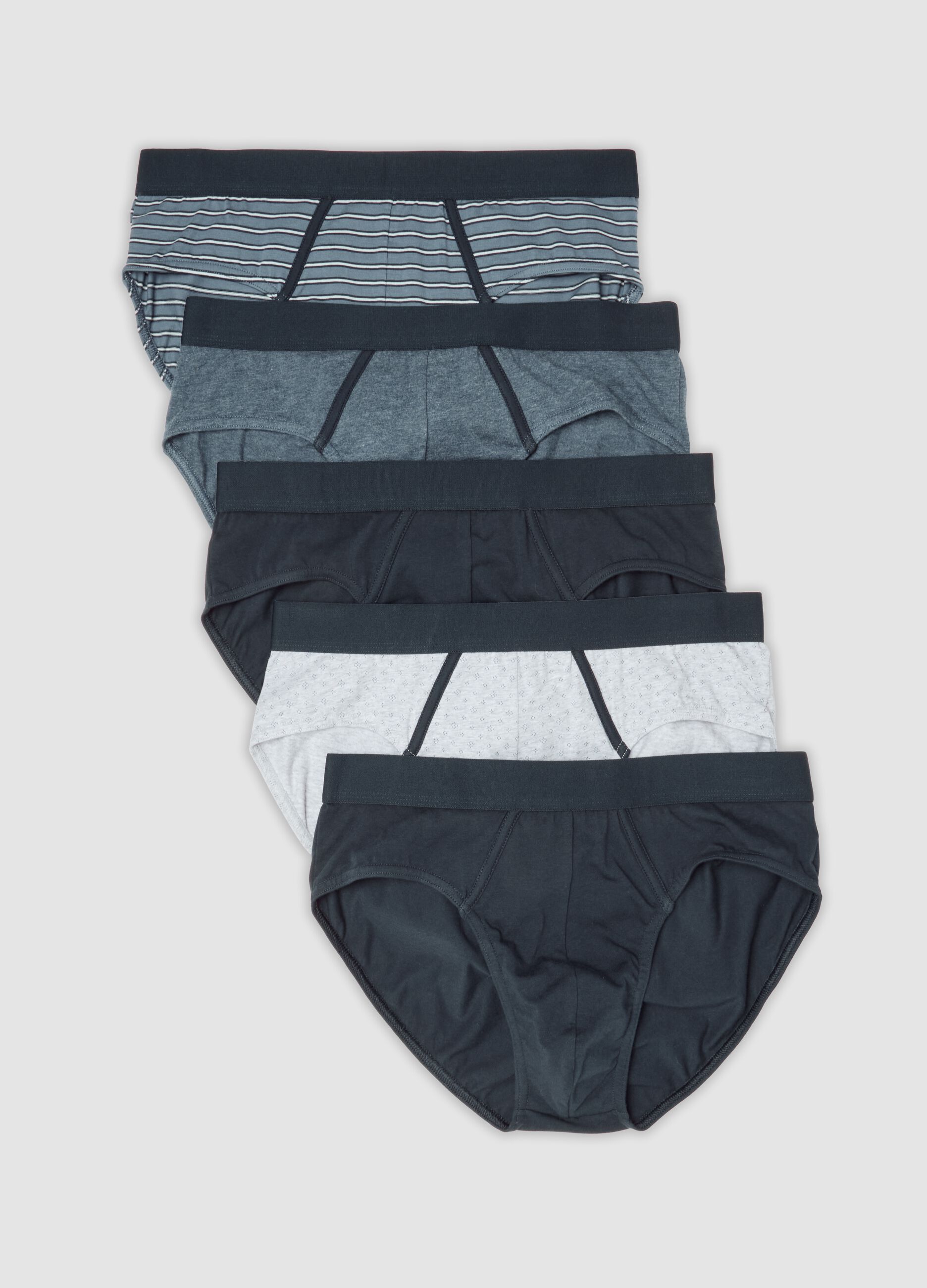 Pack of five multicolour organic stretch-cotton briefs