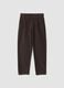 Brown ribbed regular-fit stretch cotton trousers_0