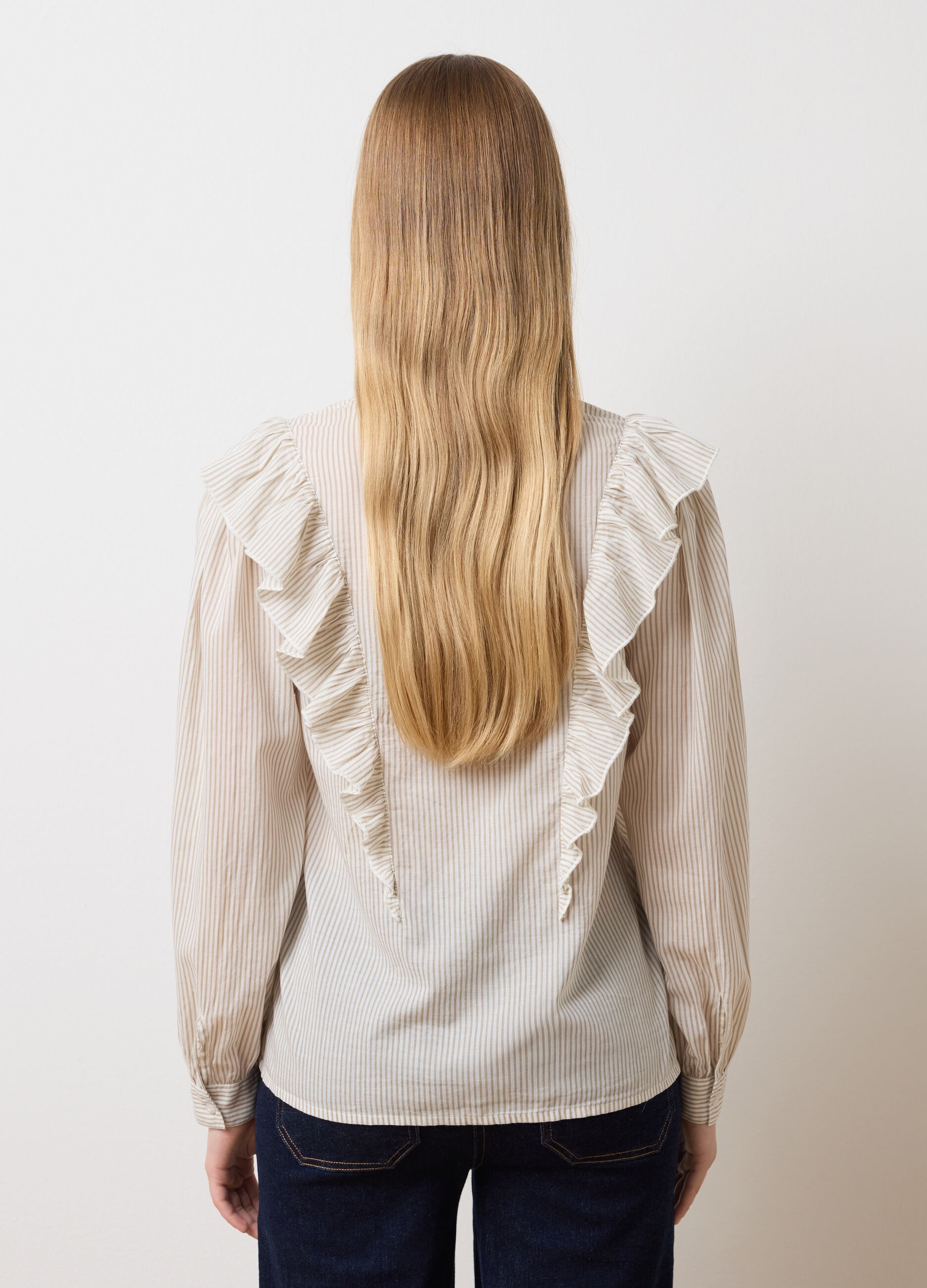 Camicia in puro cotone beige regular fit