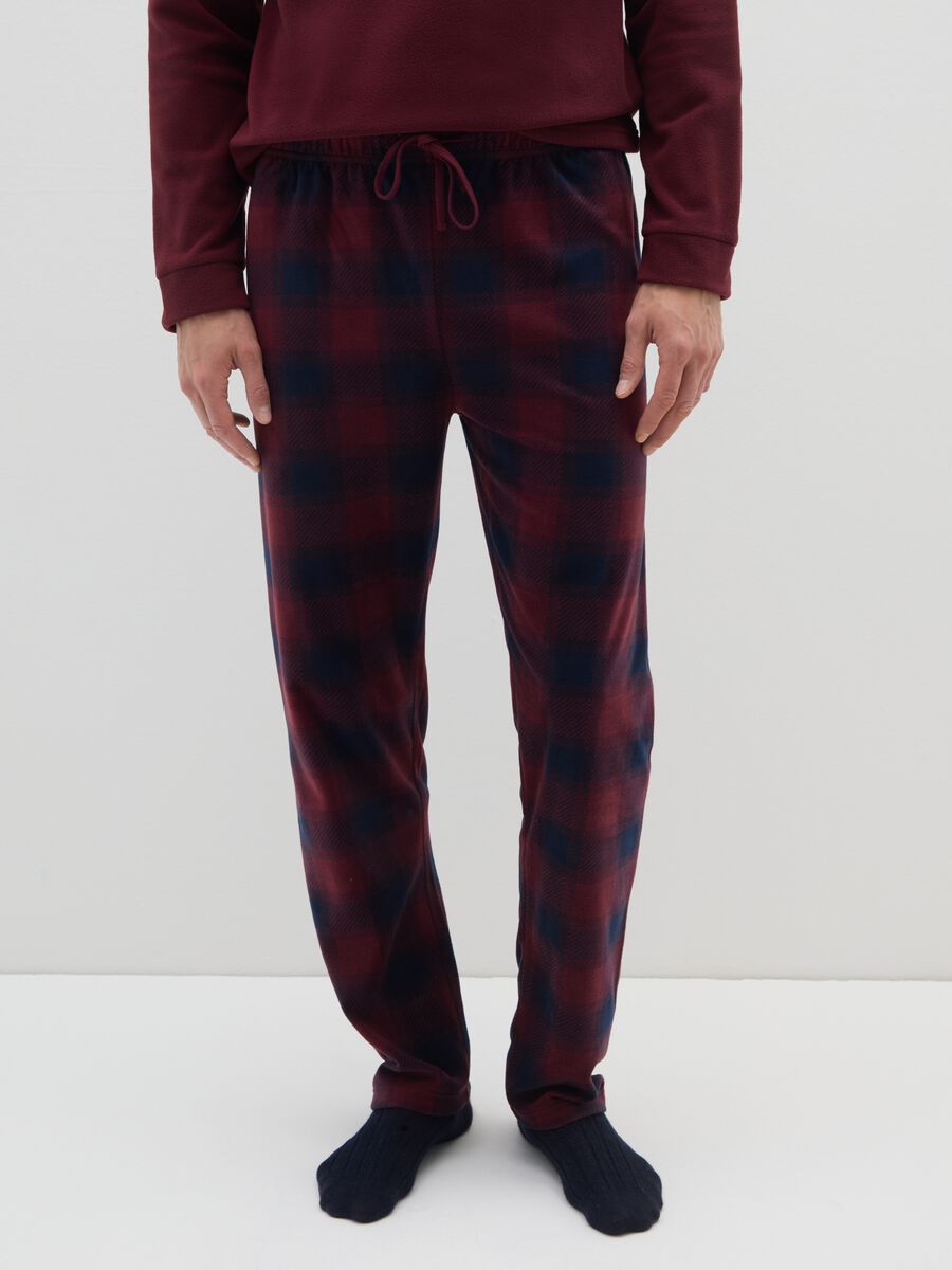 Red plaid fleece regular fit pyjama_3