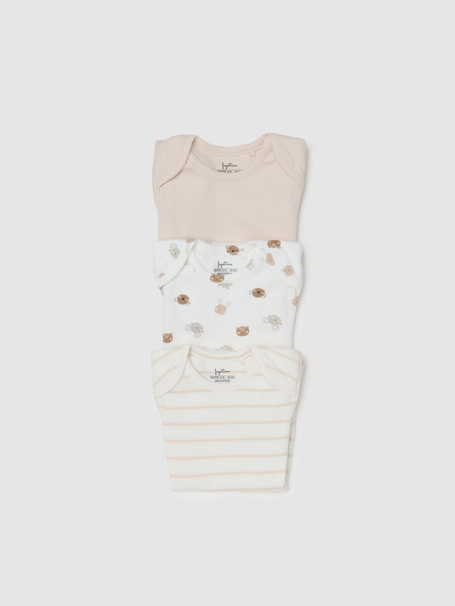 Multicoloured pure cotton baby bodysuit with collar_2