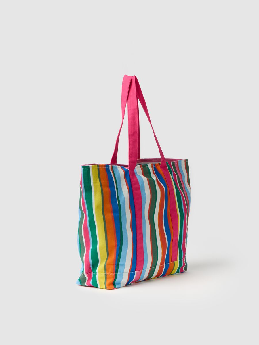 Piombo Beach Bag in Multicolor Striped Pure Cotton_1