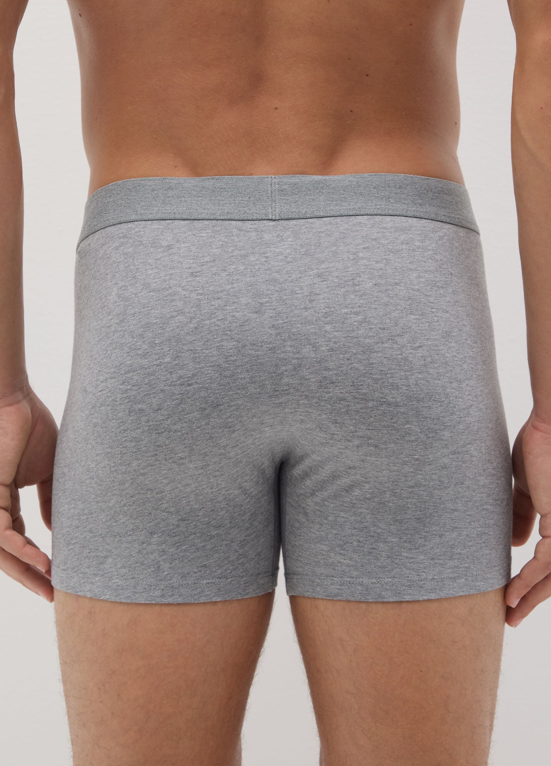 Set of three grey stretch cotton boxers, regular fit