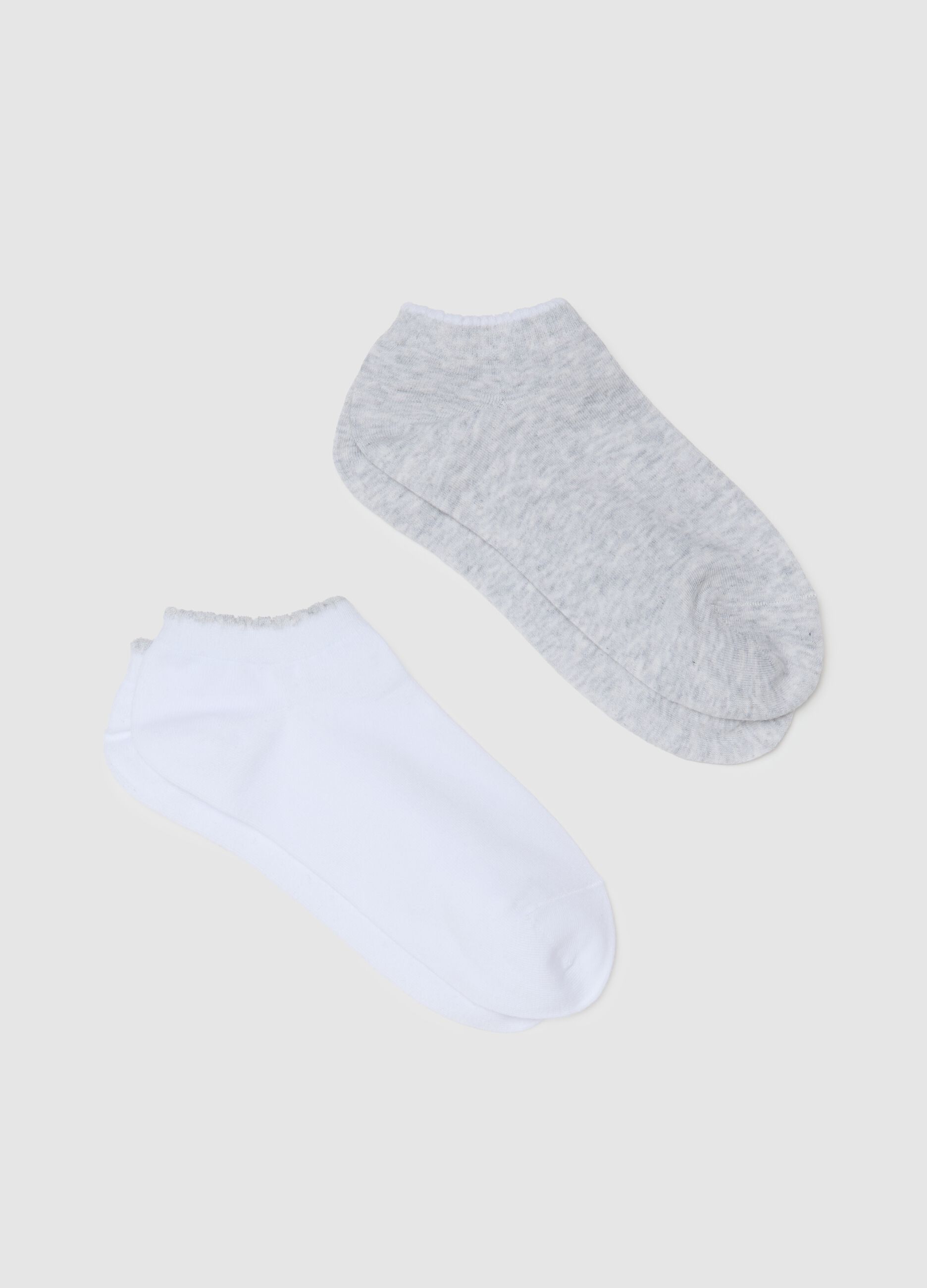 Two-pack set of short multicolour stretch cotton mix socks