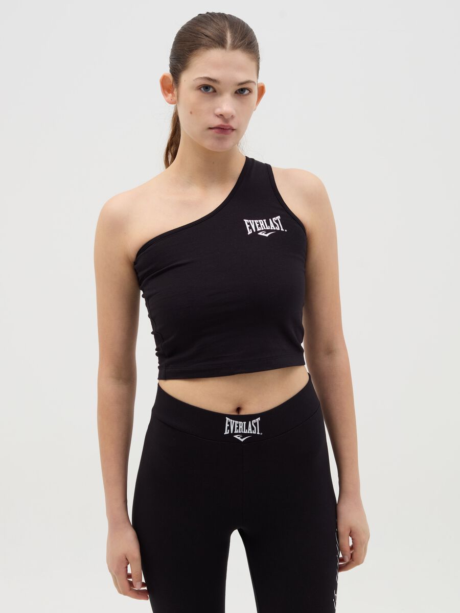 Single-shoulder top with logo embroidery_0